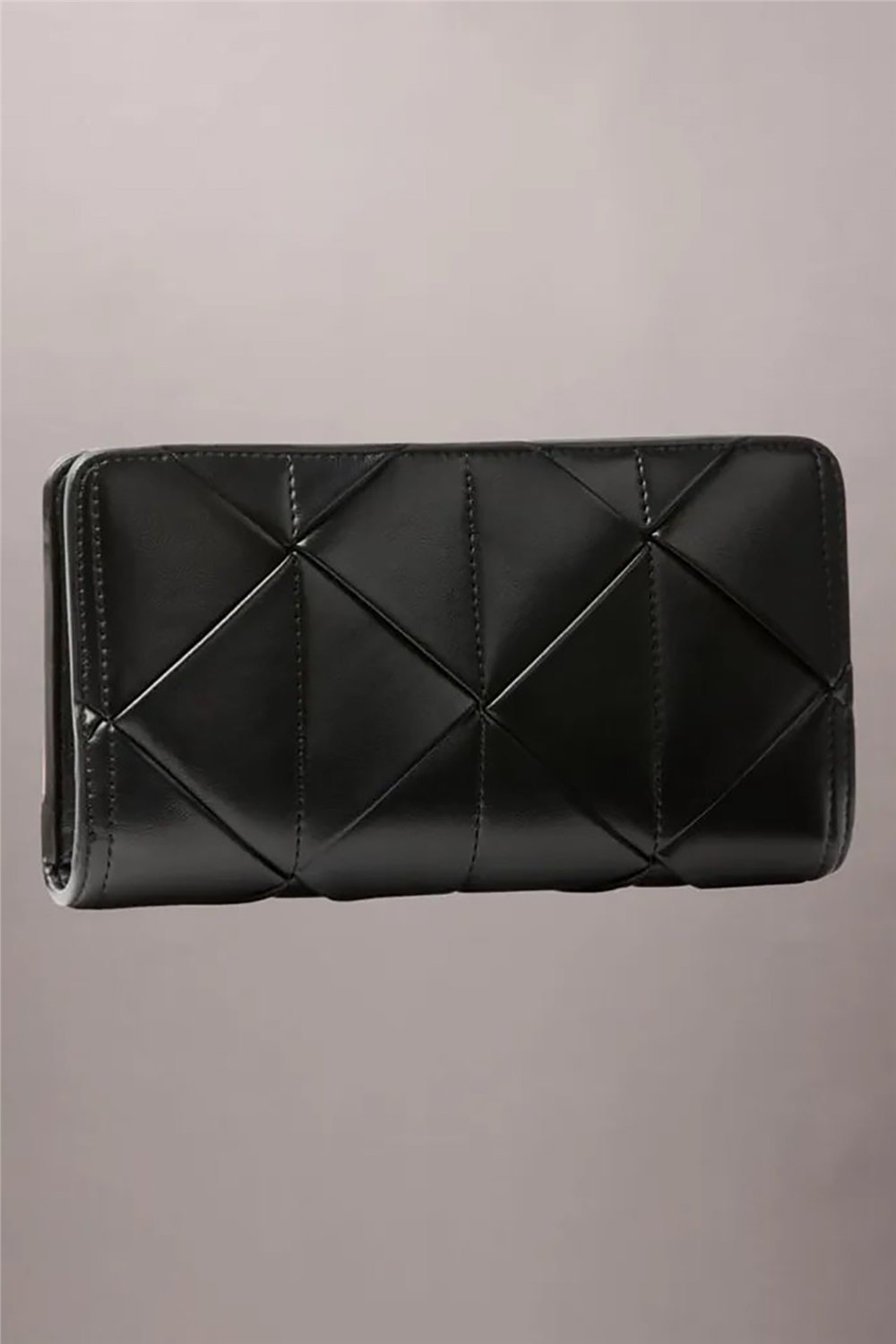 Calvin Klein Woven Passport Longfold Kadın Cüzdan Siyah