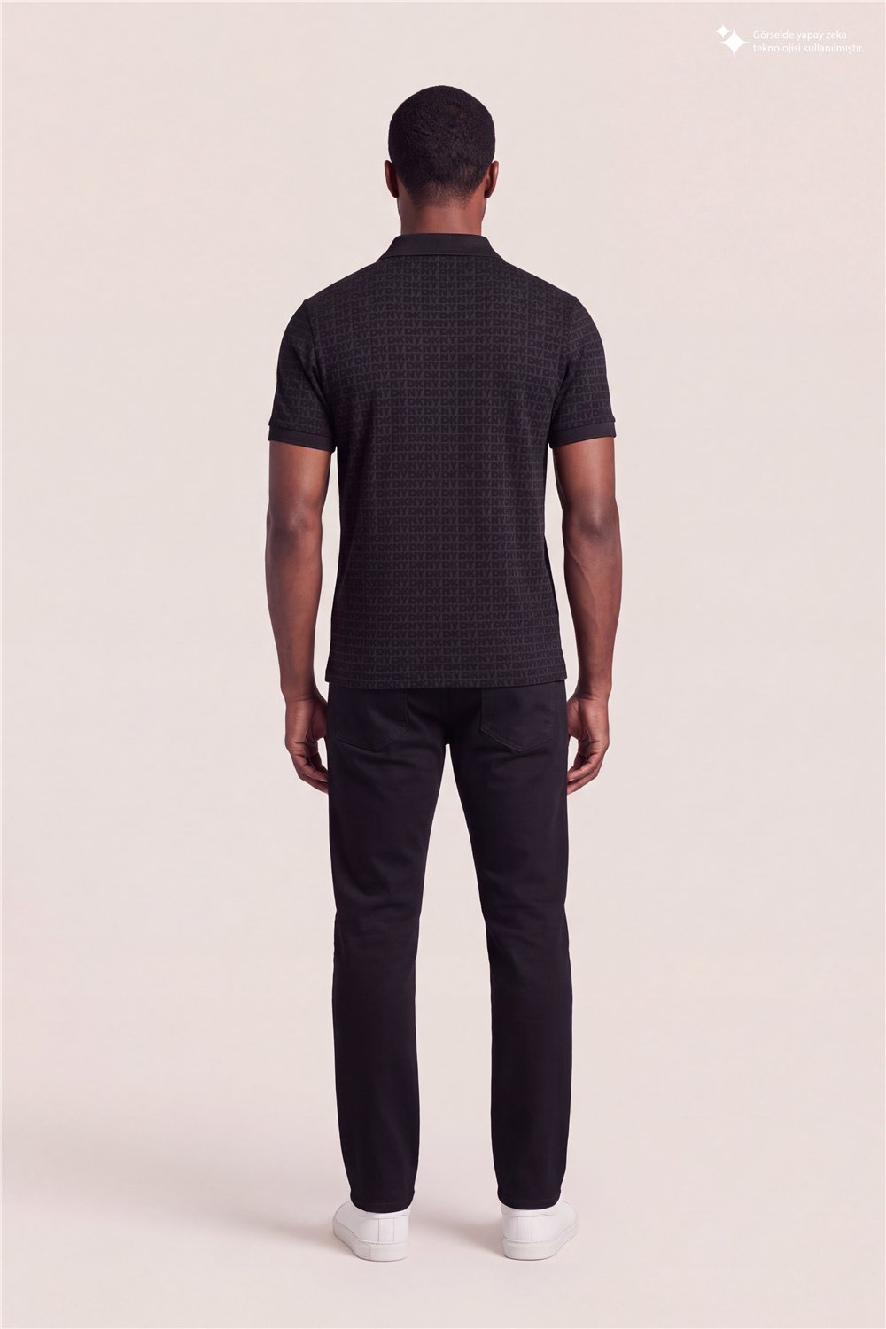 DKNY Allover Jacquard Polo Erkek Polo Yaka T-Shirt Siyah