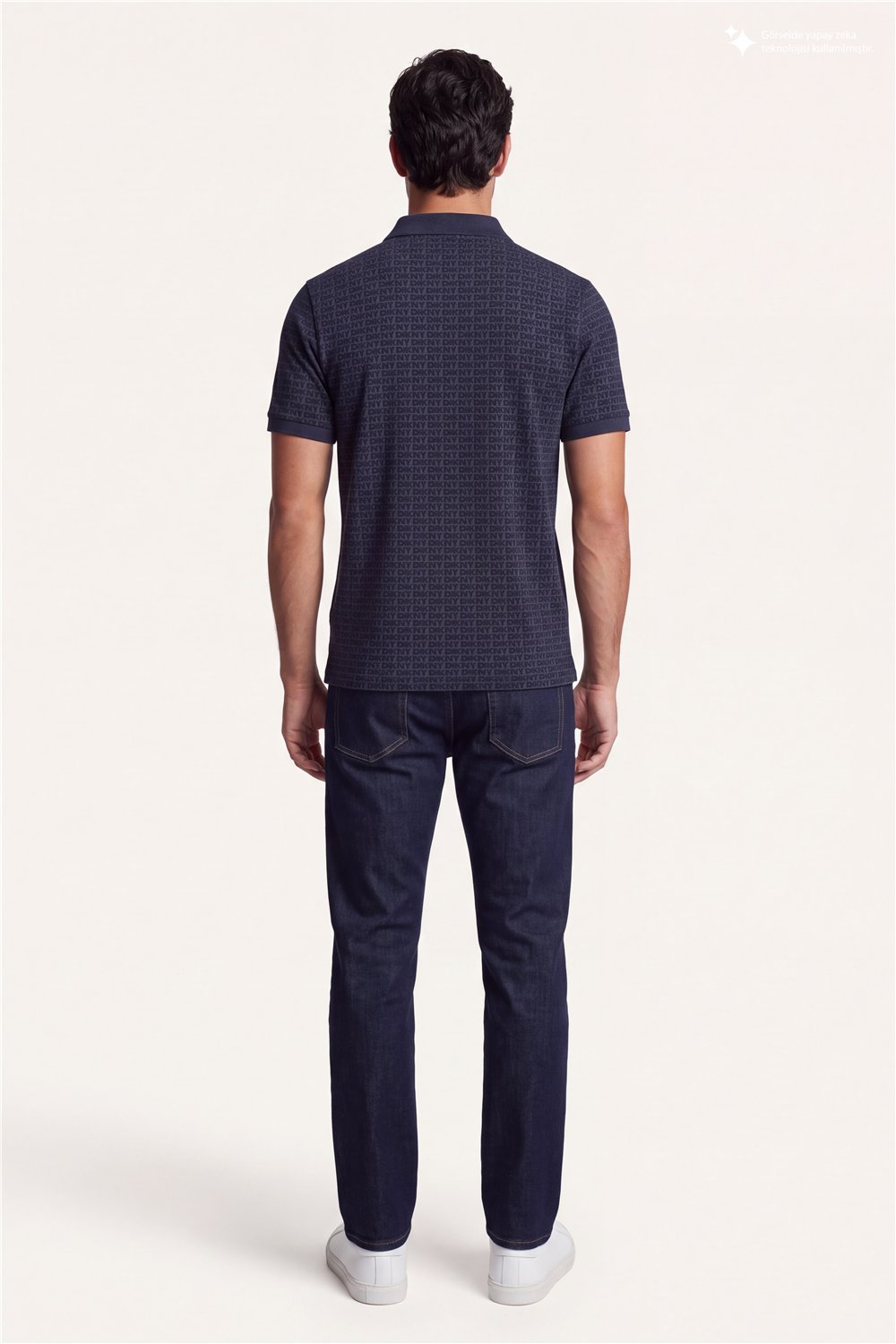 DKNY Allover Jacquard Polo Erkek Polo Yaka T-Shirt Lacivert