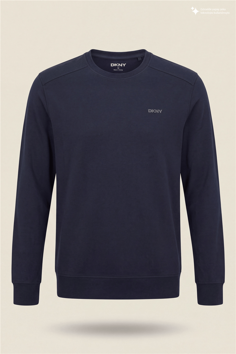 DKNY Comfort Sweatshirt Erkek Bisiklet Yaka Sweatshirt Lacivert