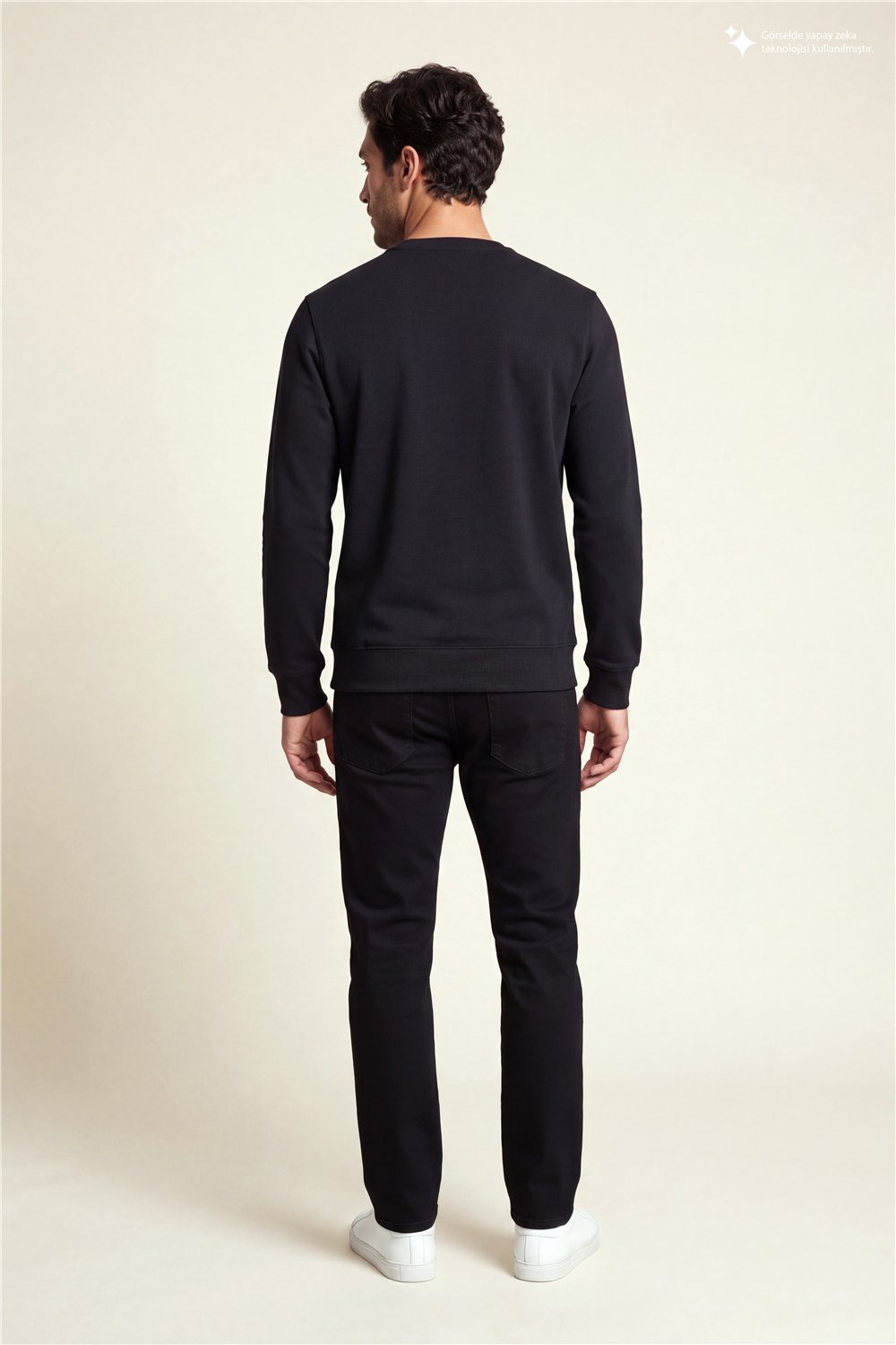 DKNY Comfort Sweatshirt Erkek Bisiklet Yaka Sweatshirt Siyah