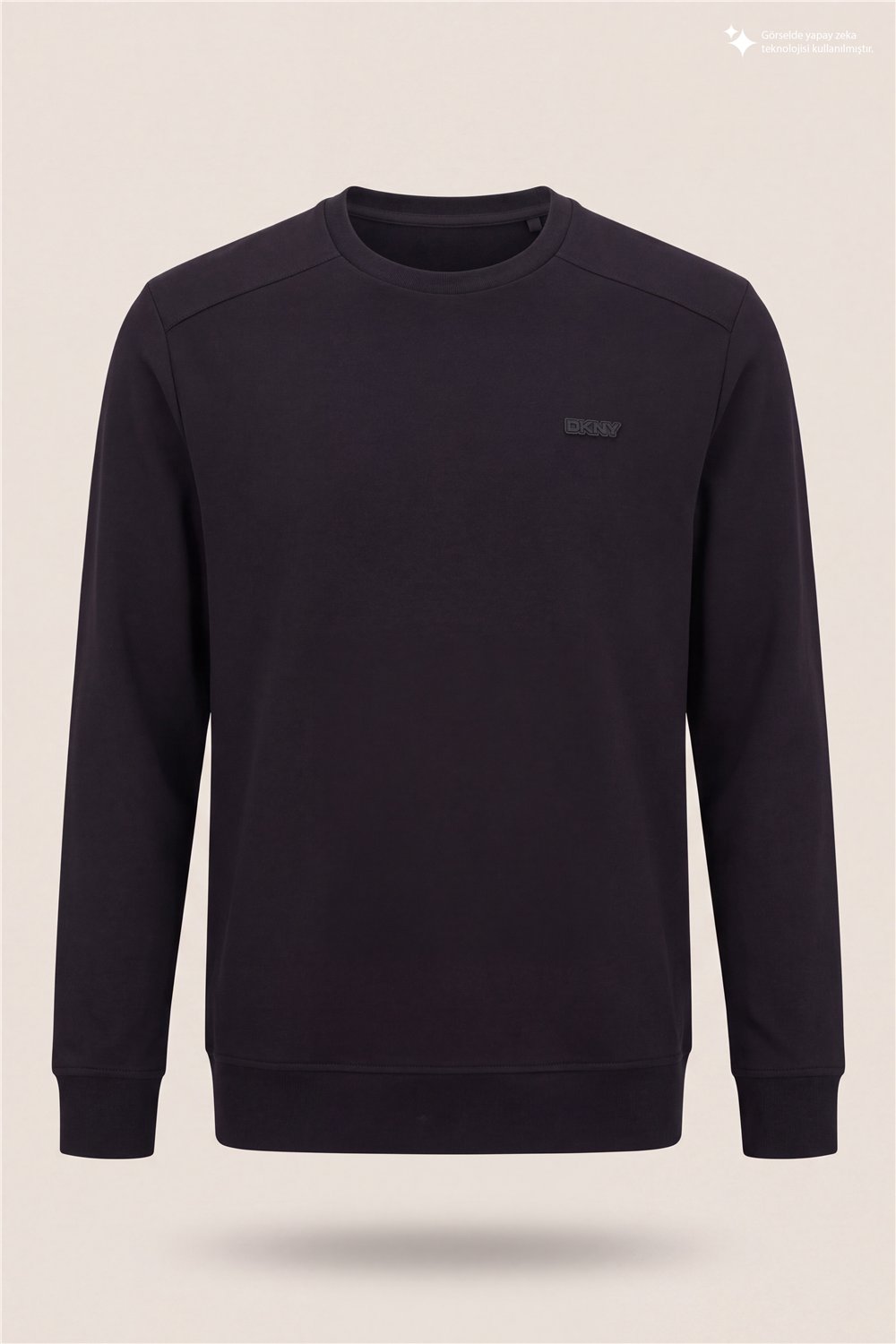 DKNY Comfort Sweatshirt Erkek Bisiklet Yaka Sweatshirt Siyah