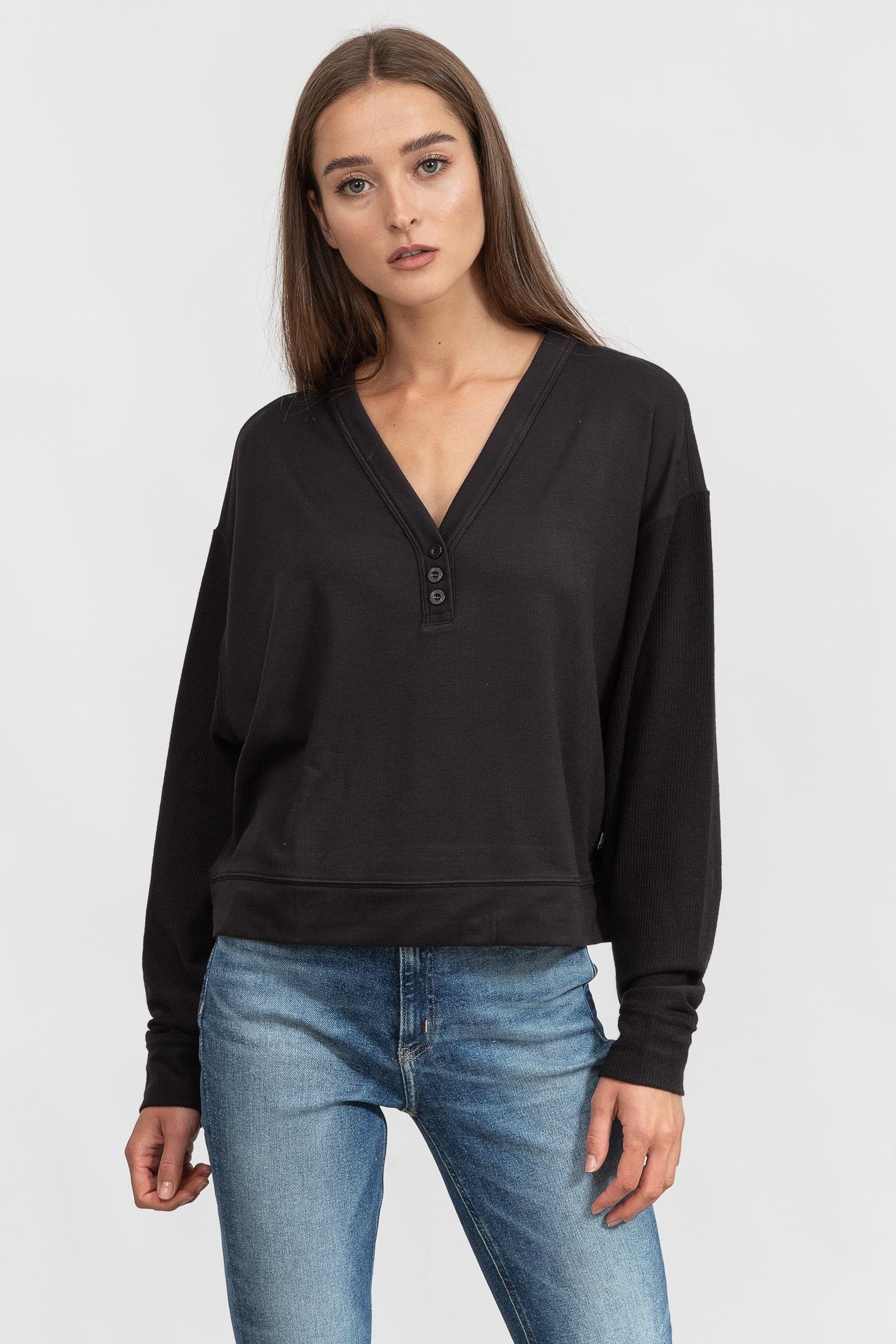 DKNY Cropped Henley Kadın Triko