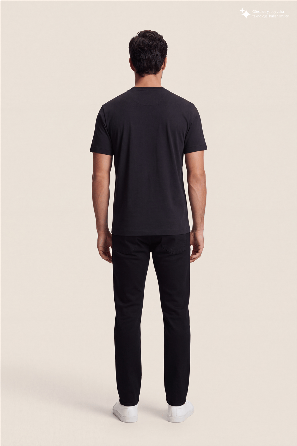 DKNY Flok Logo Tee Erkek Bisiklet Yaka T-Shirt Siyah