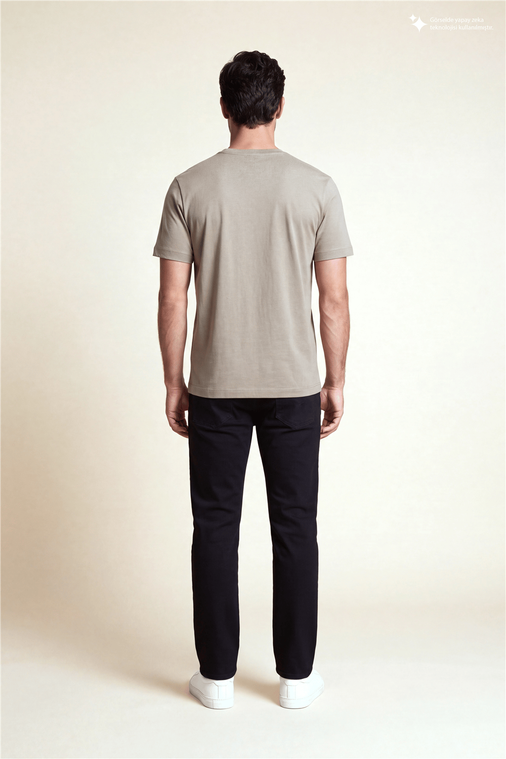 DKNY Flok Logo Tee Erkek Bisiklet Yaka T-Shirt Vizon