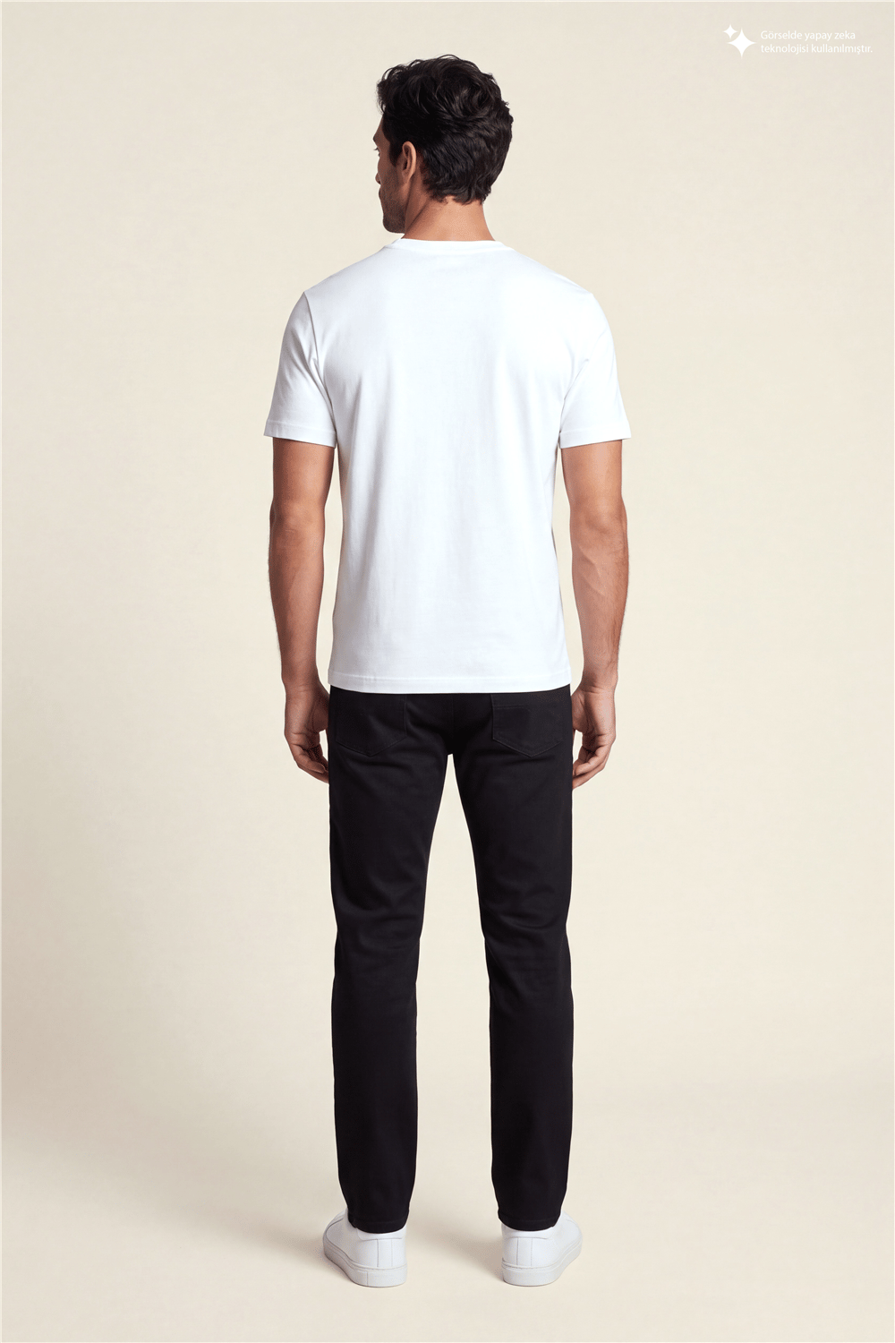 DKNY Flok Logo Tee Erkek Bisiklet Yaka T-Shirt Beyaz