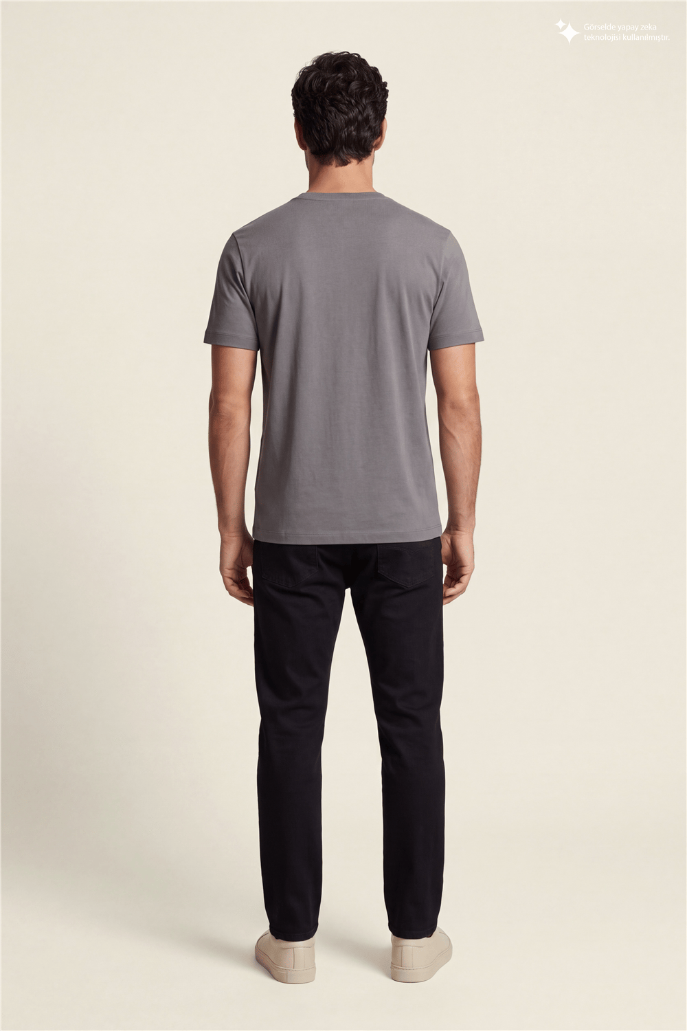 DKNY Flok Logo Tee Erkek Bisiklet Yaka T-Shirt Gri