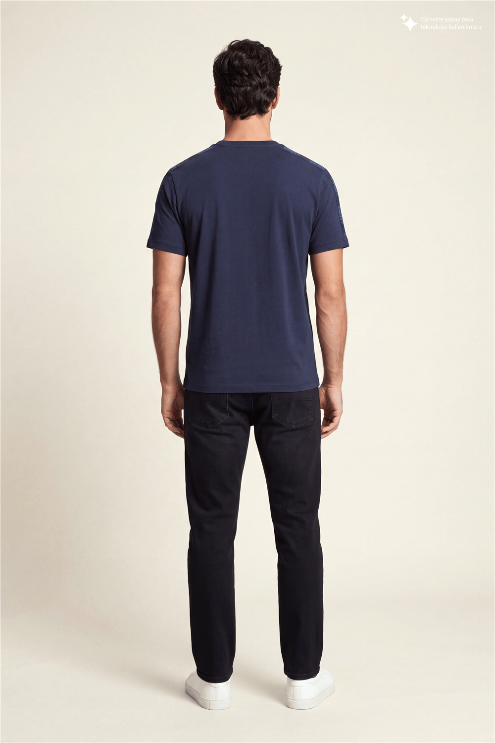 DKNY Jacquard Print Tee Erkek Bisiklet Yaka T-Shirt Lacivert