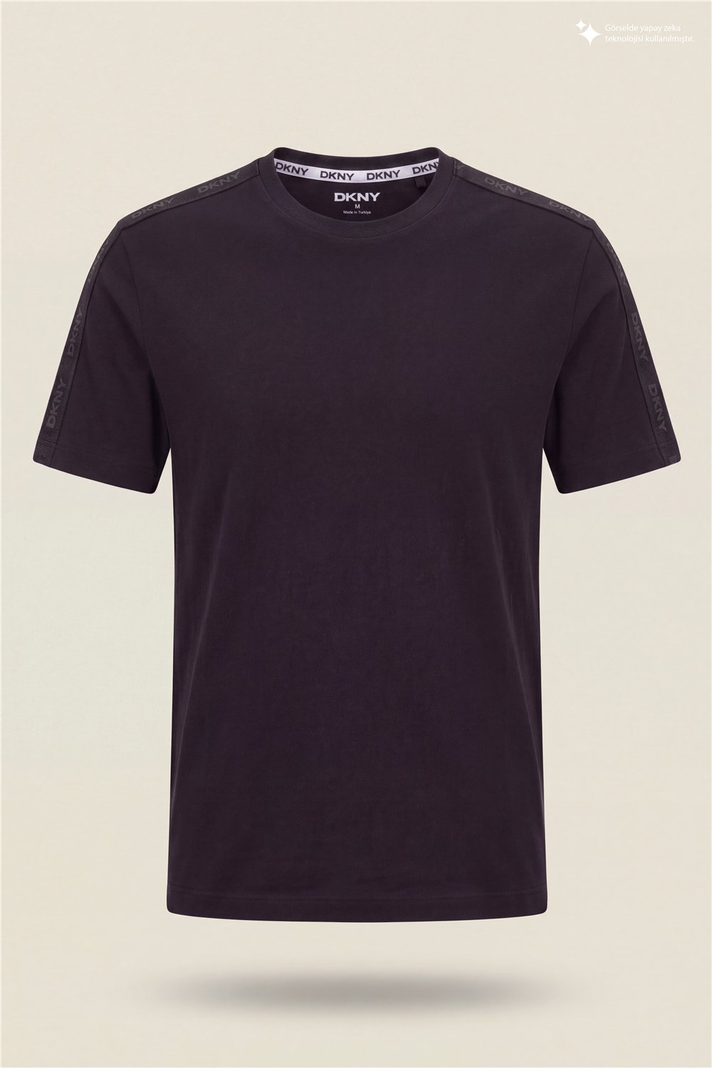 DKNY Jacquard Print Tee Erkek Bisiklet Yaka T-Shirt Siyah