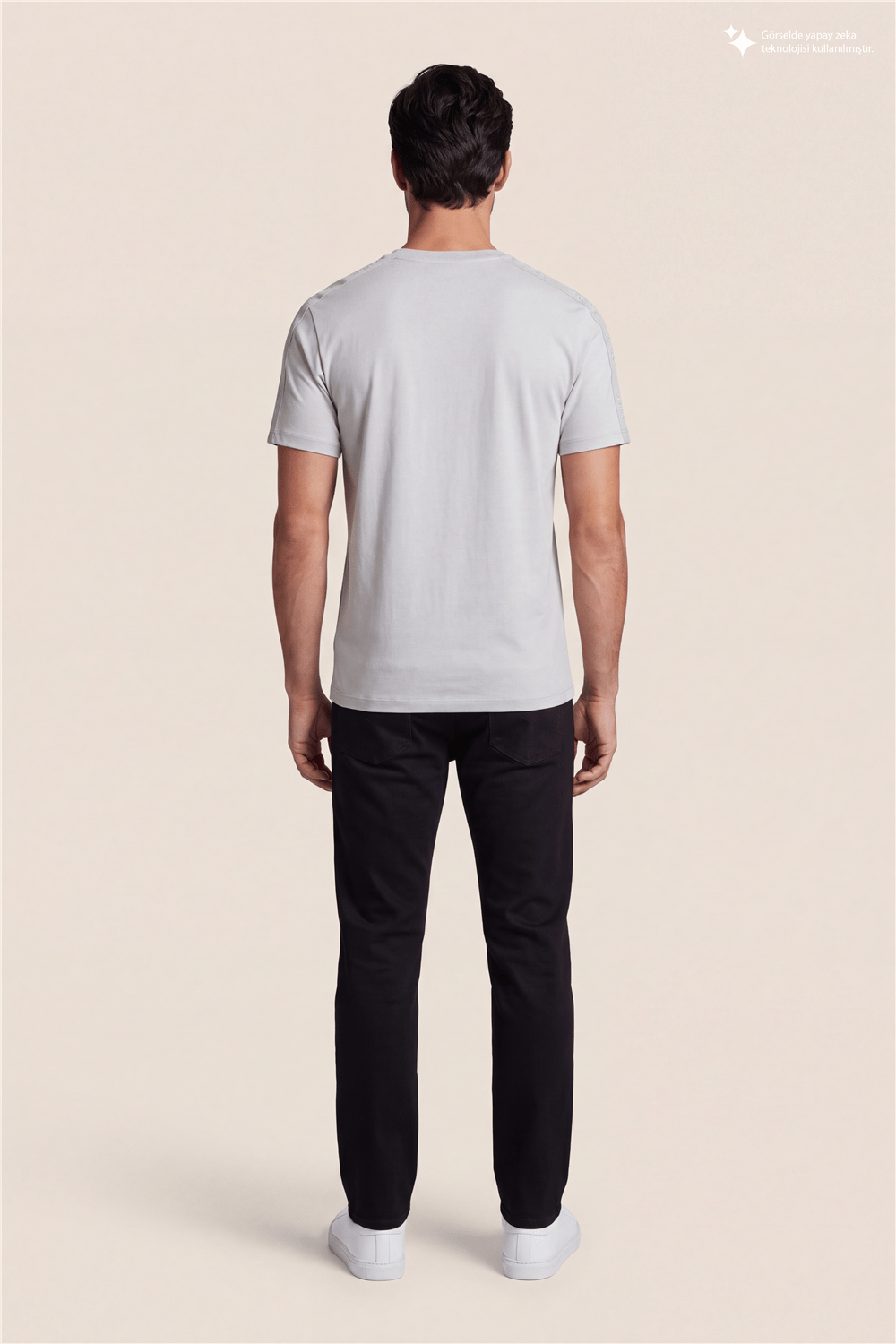 DKNY Jacquard Print Tee Erkek Bisiklet Yaka T-Shirt Taş Rengi