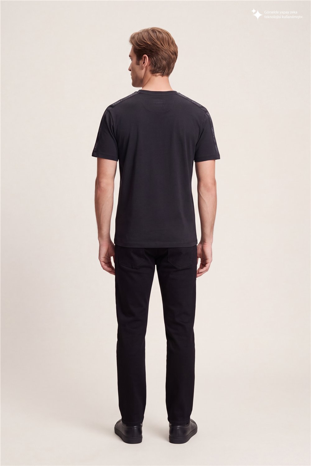 DKNY Jacquard Print Tee Erkek Bisiklet Yaka T-Shirt Siyah