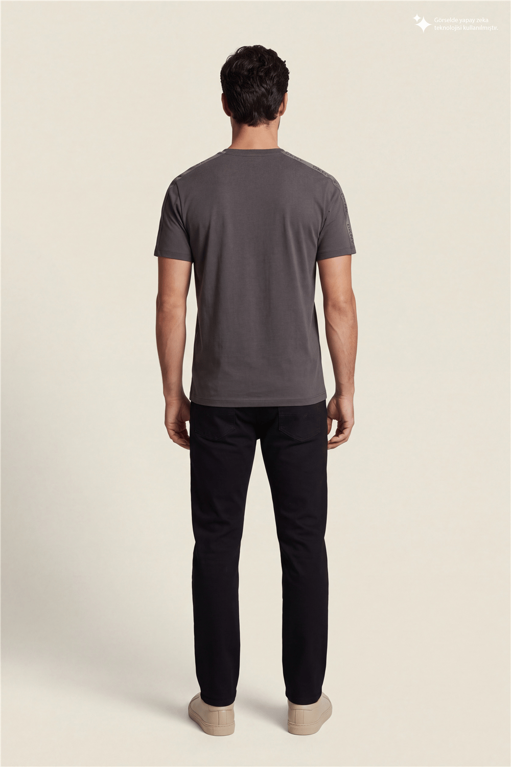 DKNY Jacquard Print Tee Erkek Bisiklet Yaka T-Shirt Kahverengi