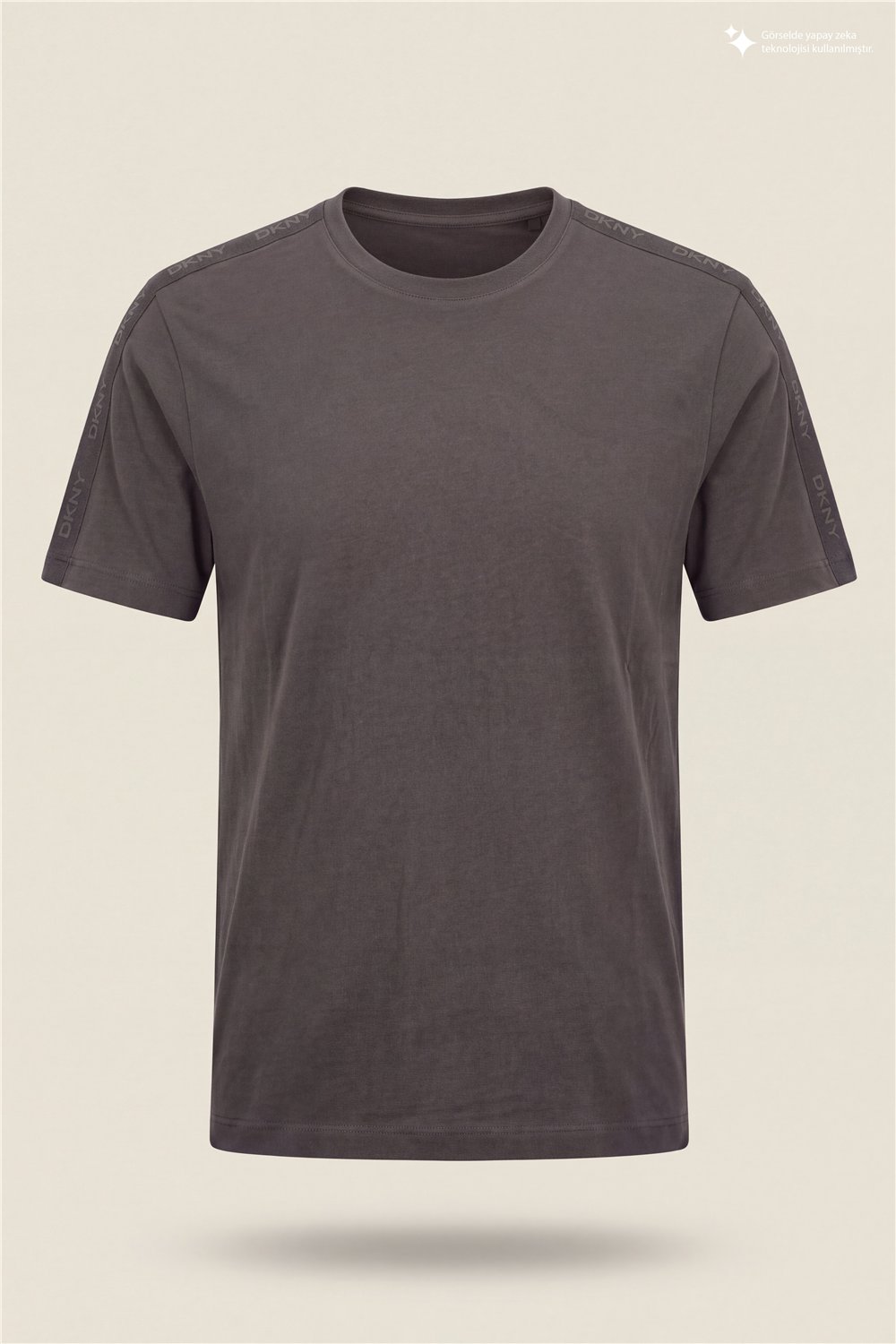 DKNY Jacquard Print Tee Erkek Bisiklet Yaka T-Shirt Kahverengi