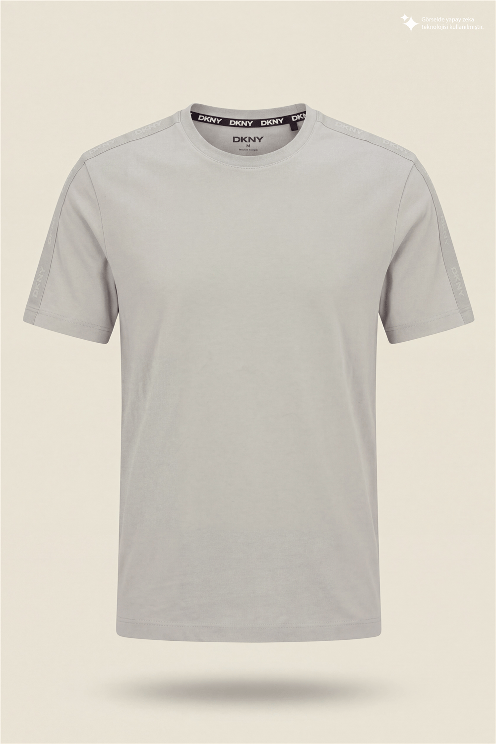 DKNY Jacquard Print Tee Erkek Bisiklet Yaka T-Shirt Taş Rengi