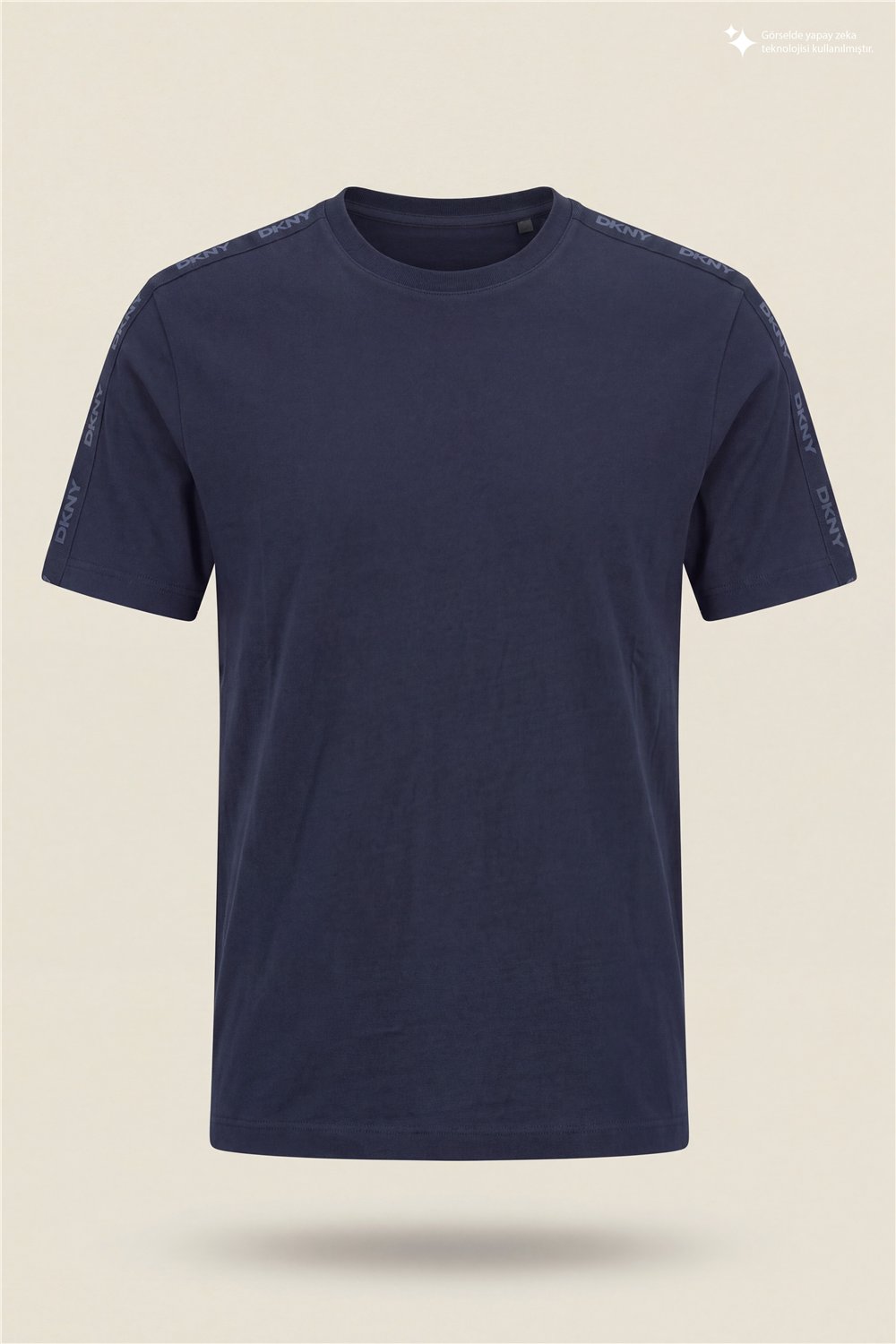 DKNY Jacquard Print Tee Erkek Bisiklet Yaka T-Shirt Lacivert