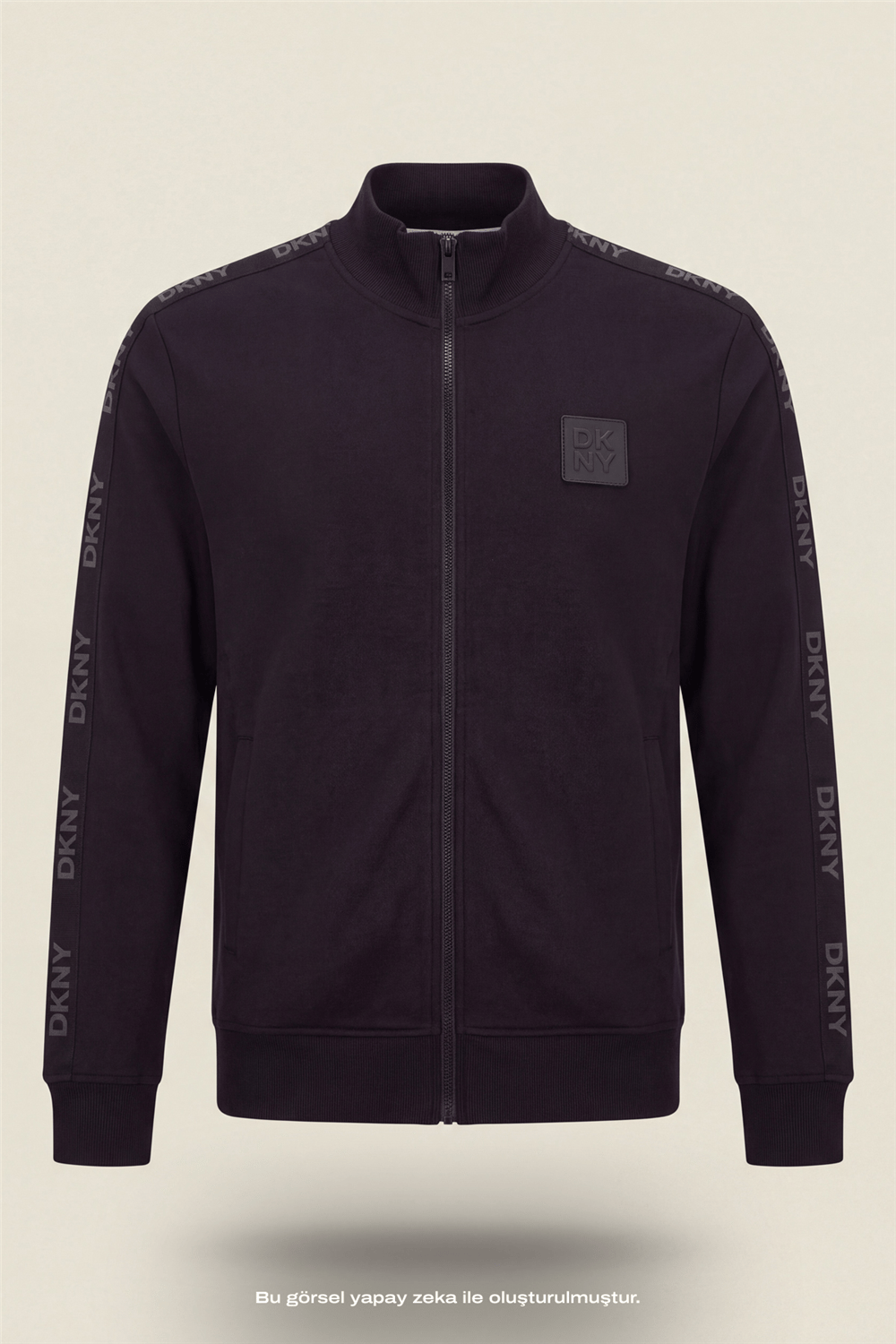 DKNY Jacquard Tape Fullzip Sweatshirt Erkek Fermuarlı Sweatshirt Siyah
