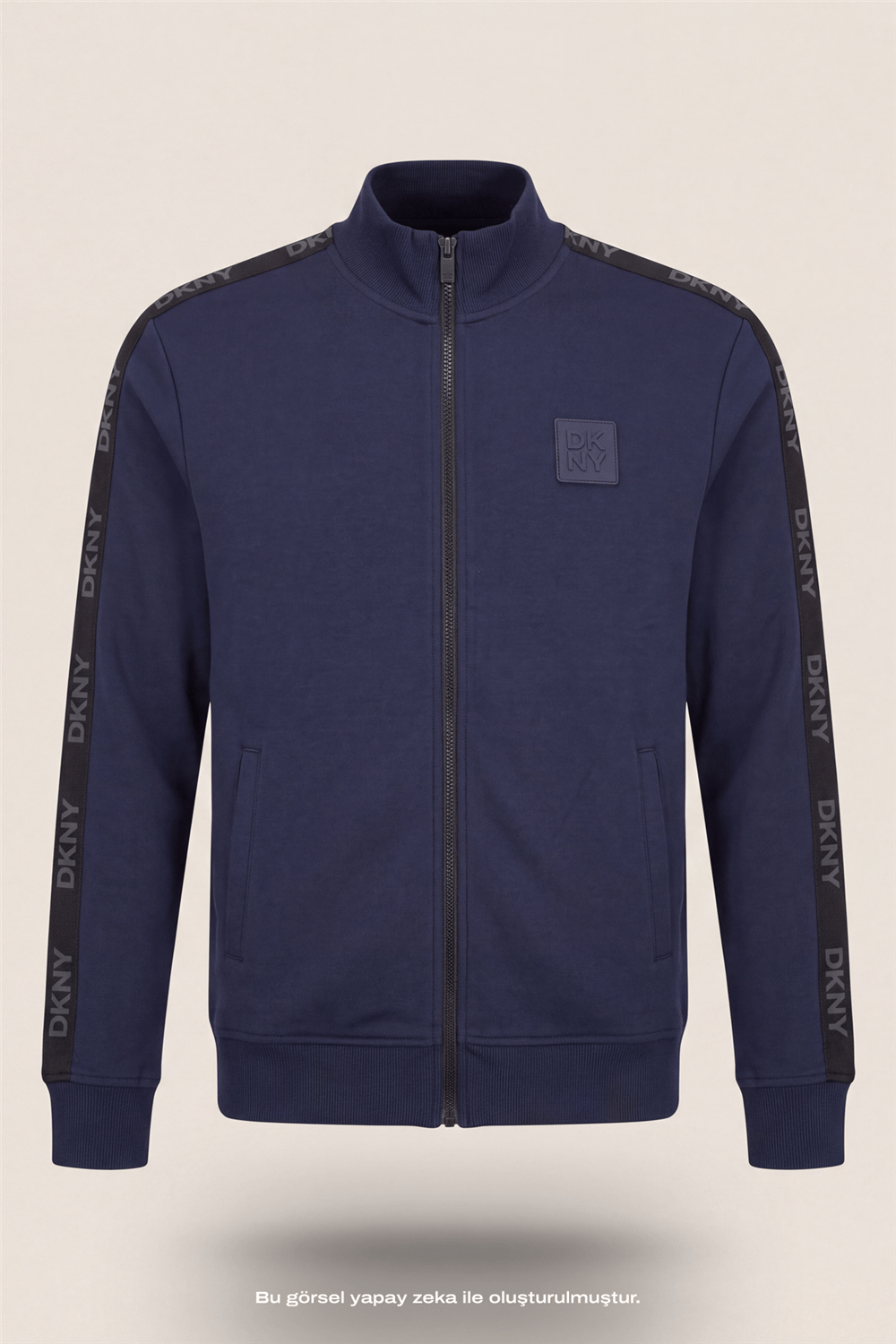 DKNY Jacquard Tape Fullzip Sweatshirt Erkek Fermuarlı Sweatshirt Lacivert