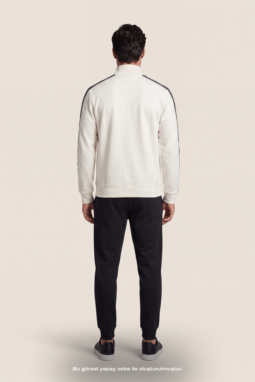 DKNY Jacquard Tape Fullzip Sweatshirt Erkek Fermuarlı Sweatshirt Beyaz