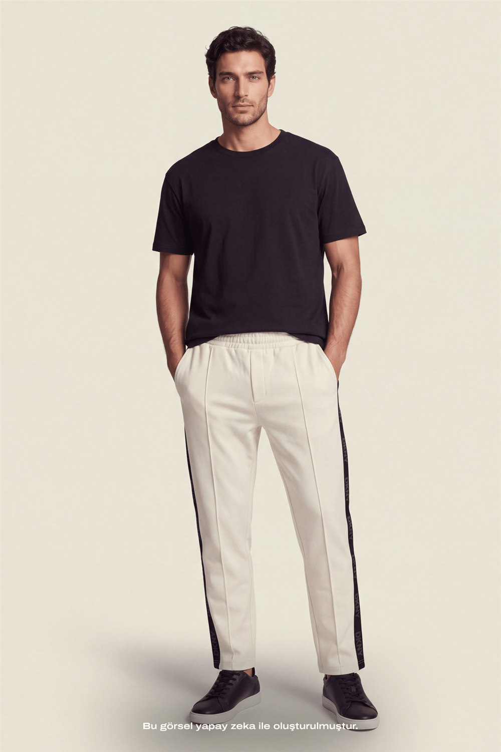 DKNY Jacquard Tape Sweatpant Erkek Eşofman Altı Beyaz