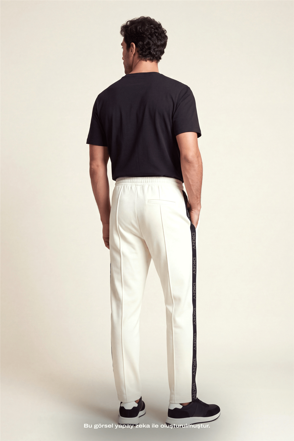 DKNY Jacquard Tape Sweatpant Erkek Eşofman Altı Beyaz