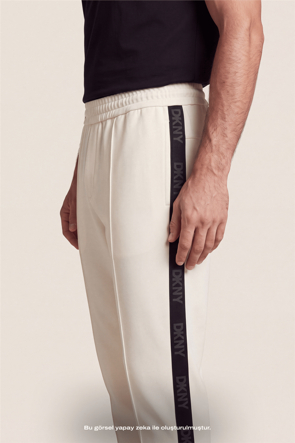 DKNY Jacquard Tape Sweatpant Erkek Eşofman Altı Beyaz