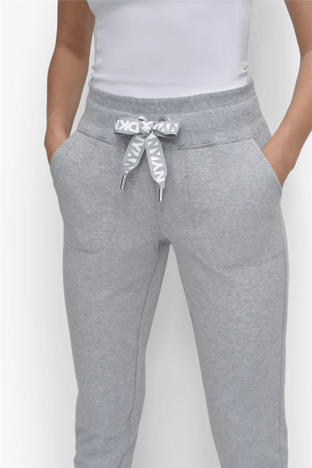 DKNY Kadın 2-Tone DC Cuff Jogge Jogger Pantolon Gri