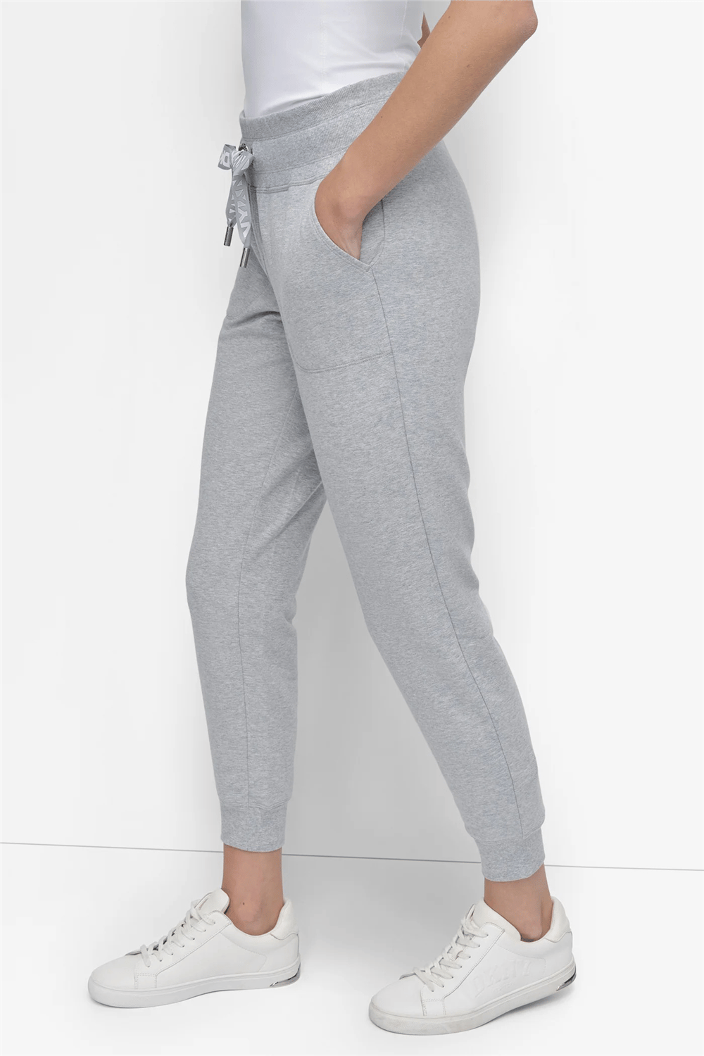 DKNY Kadın 2-Tone DC Cuff Jogge Jogger Pantolon Gri