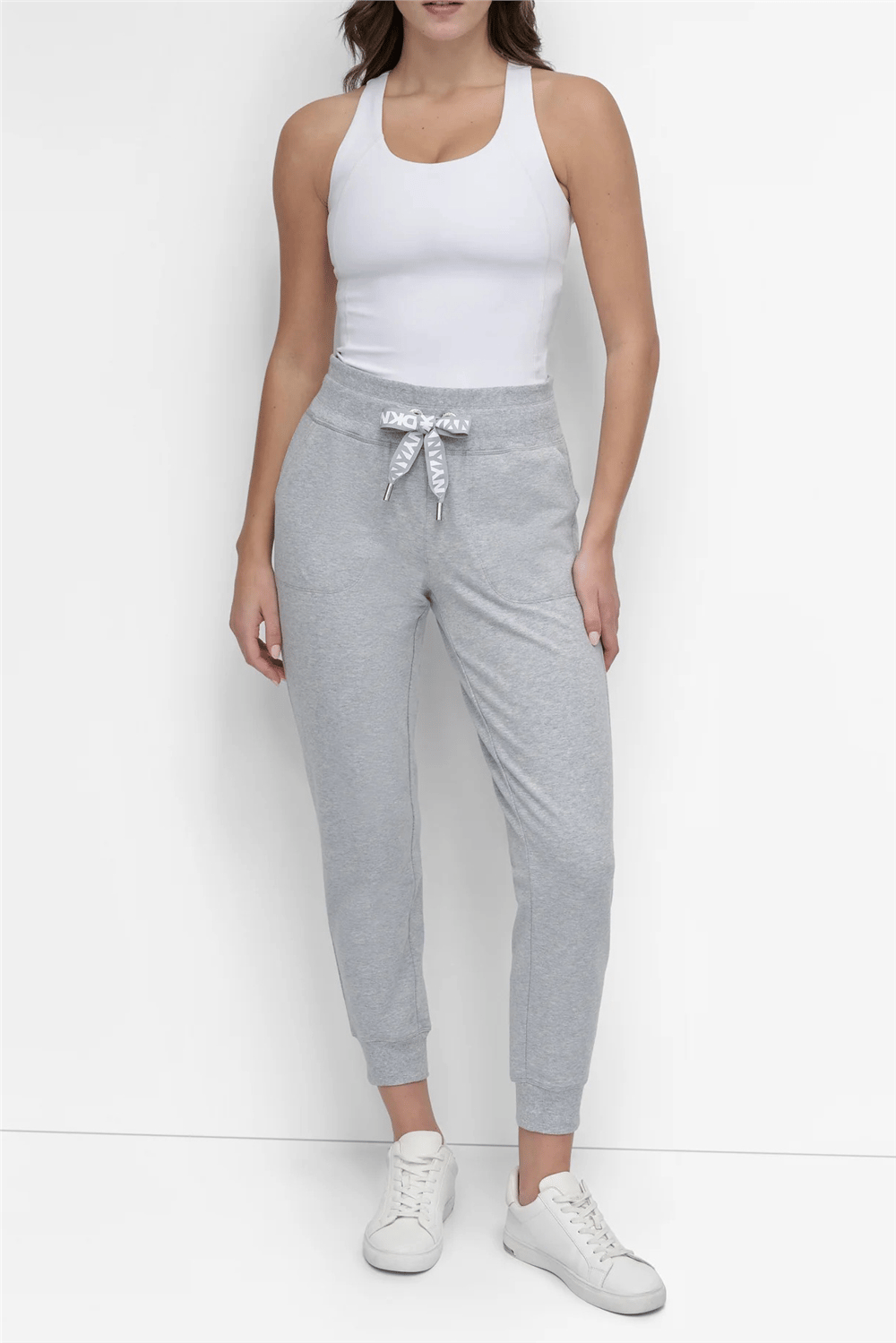 DKNY Kadın 2-Tone DC Cuff Jogge Jogger Pantolon Gri