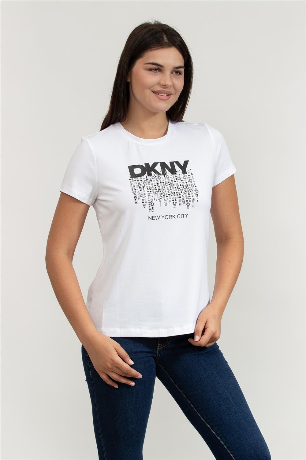 DKNY Kadın Bisiklet Yaka T-Shirt