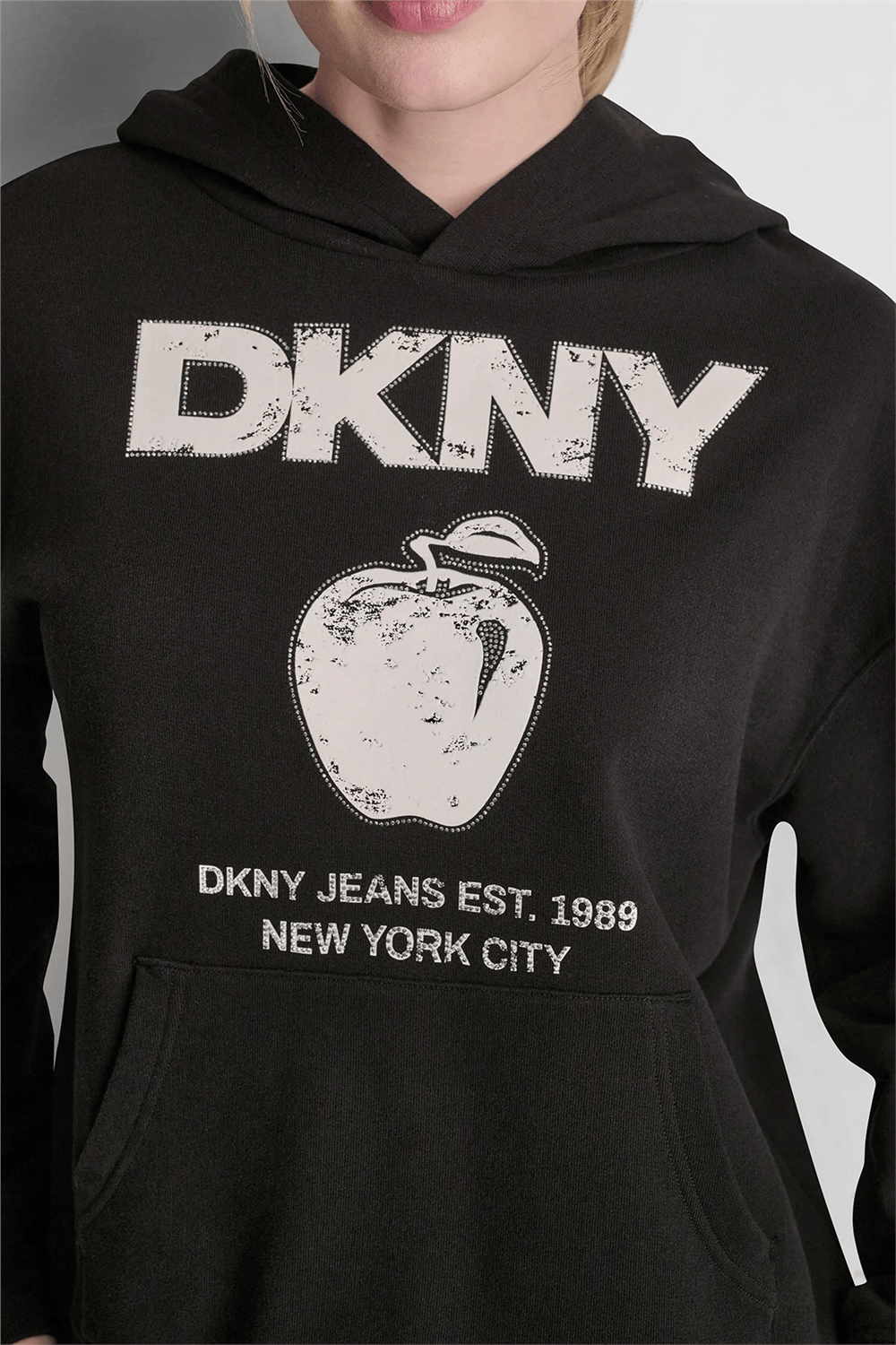 DKNY Kadın Dkny Big Apple Rhine Kapüşonlu Sweatshirt Siyah