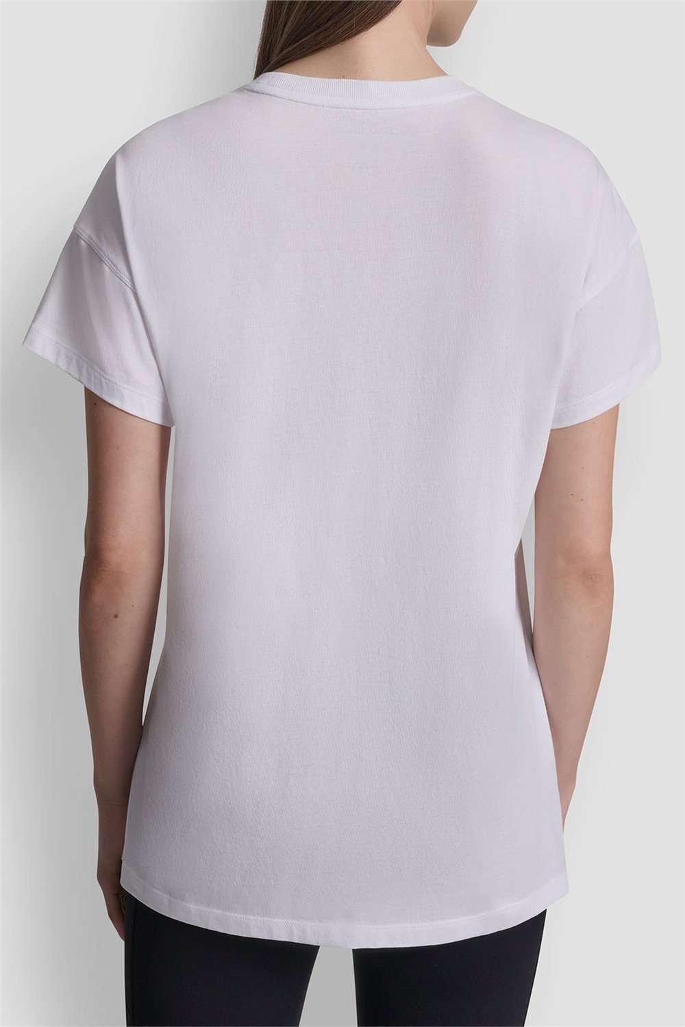 DKNY Kadın Dkny Ny 1989 Rhinest Bisiklet Yaka T-Shirt Beyaz
