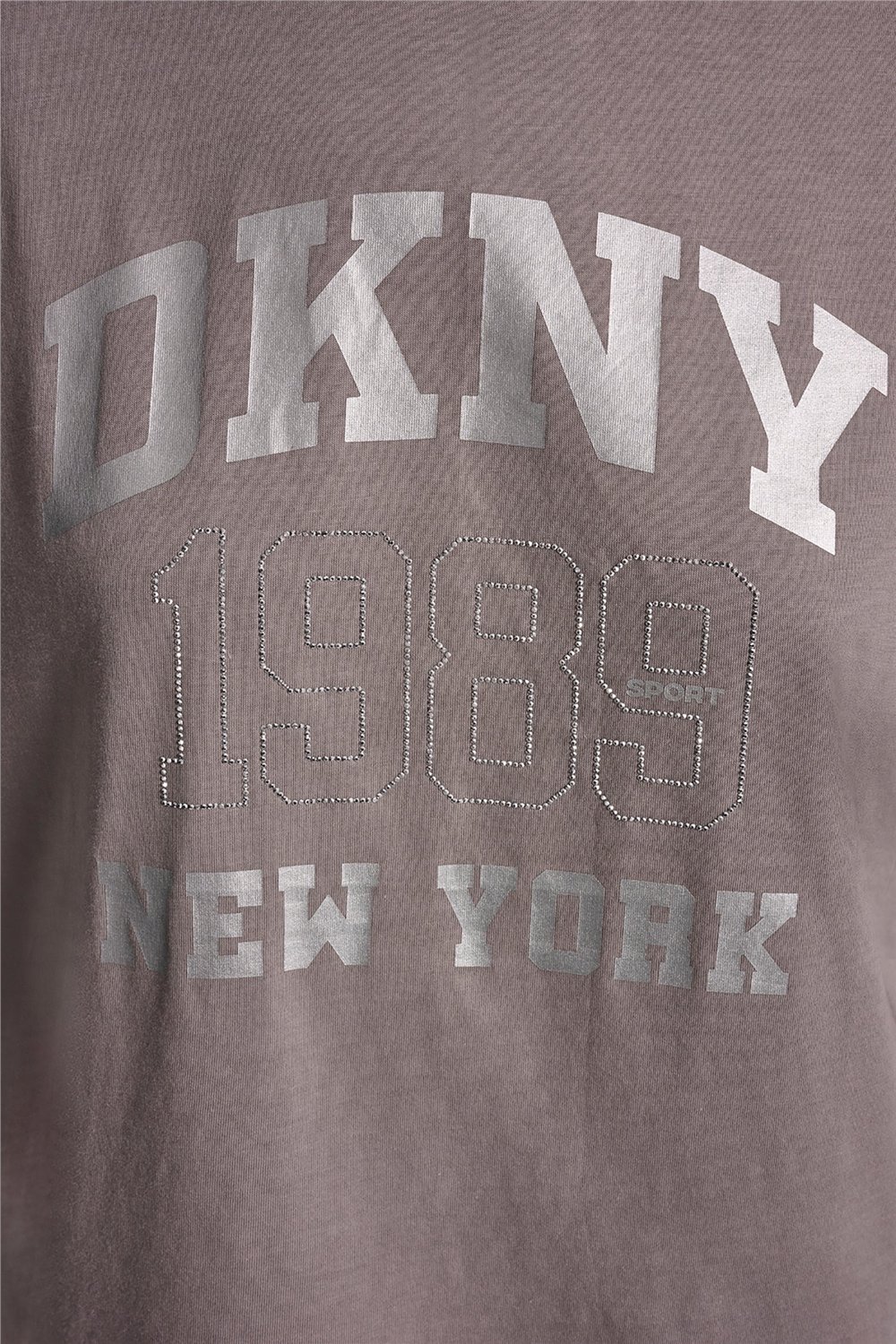 DKNY Kadın Dkny Ny 1989 Rhinest Bisiklet Yaka T-Shirt