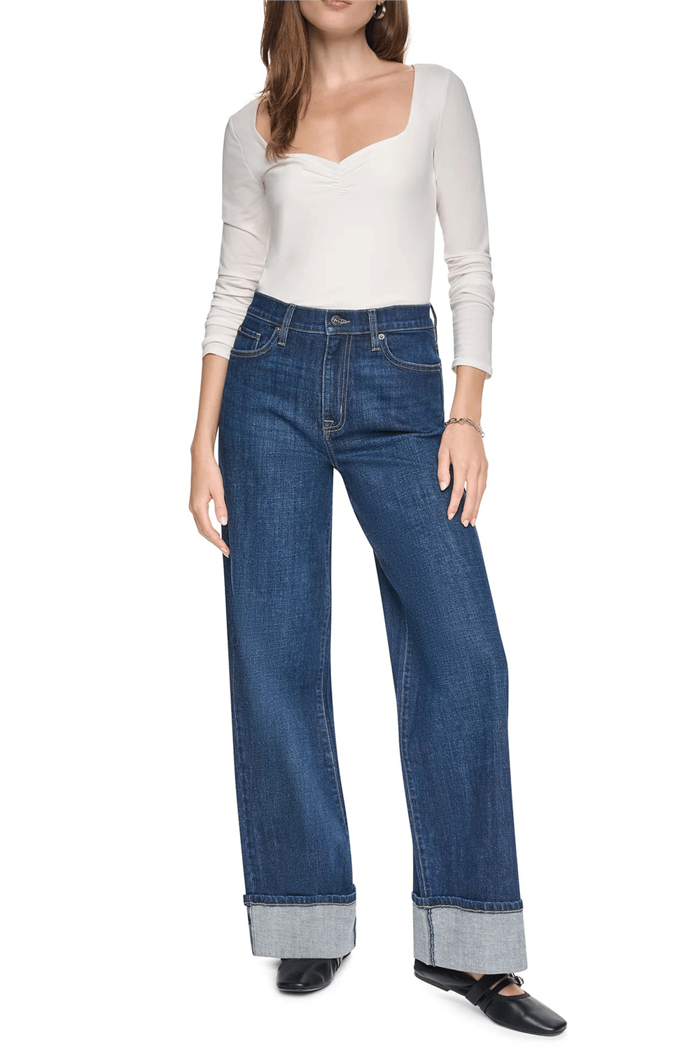 DKNY Kadın Hr Modern Wide Leg W Jean Pantolon
