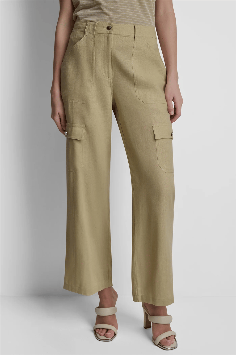 DKNY Kadın Linen Viscose Cargo Keten Pantolon