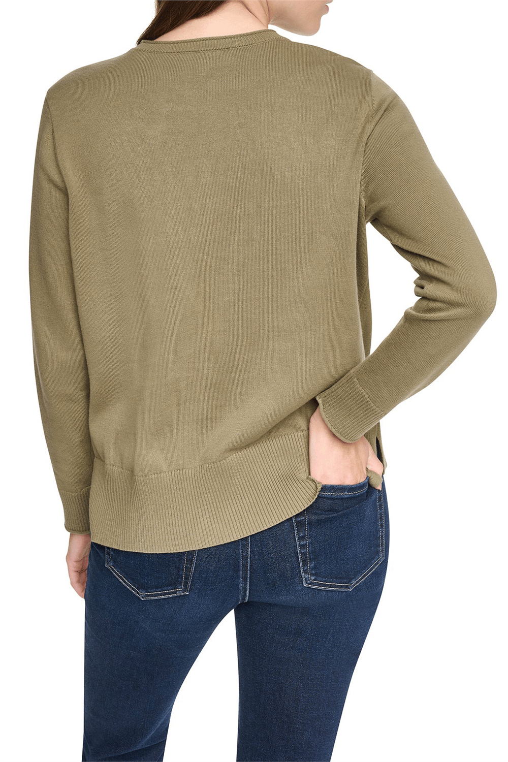 DKNY Kadın Long Sleeve Crew Nec Triko Yeşil