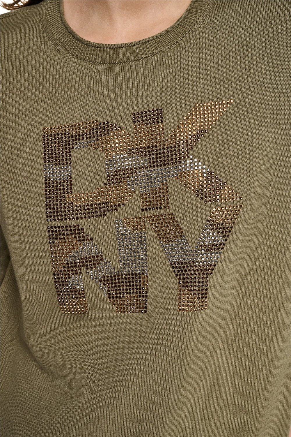 DKNY Kadın Long Sleeve Crew Nec Triko Yeşil