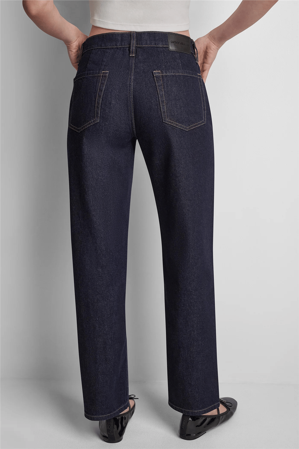 DKNY Kadın Mr Straight W Bk Dar Jean Pantolon