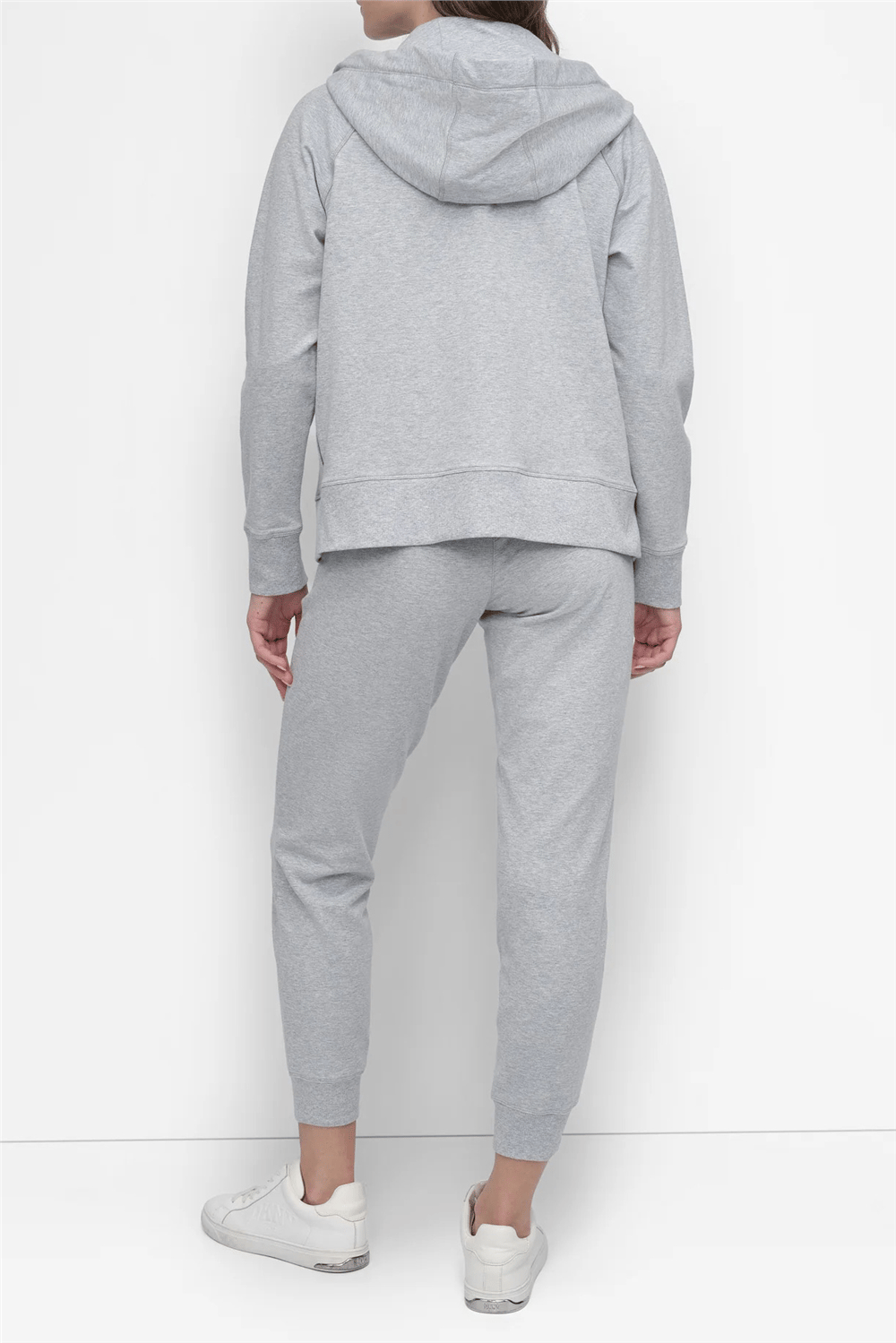 DKNY Kadın Two Tne Logo Zip Jkt Kapüşonlu Sweatshirt Gri