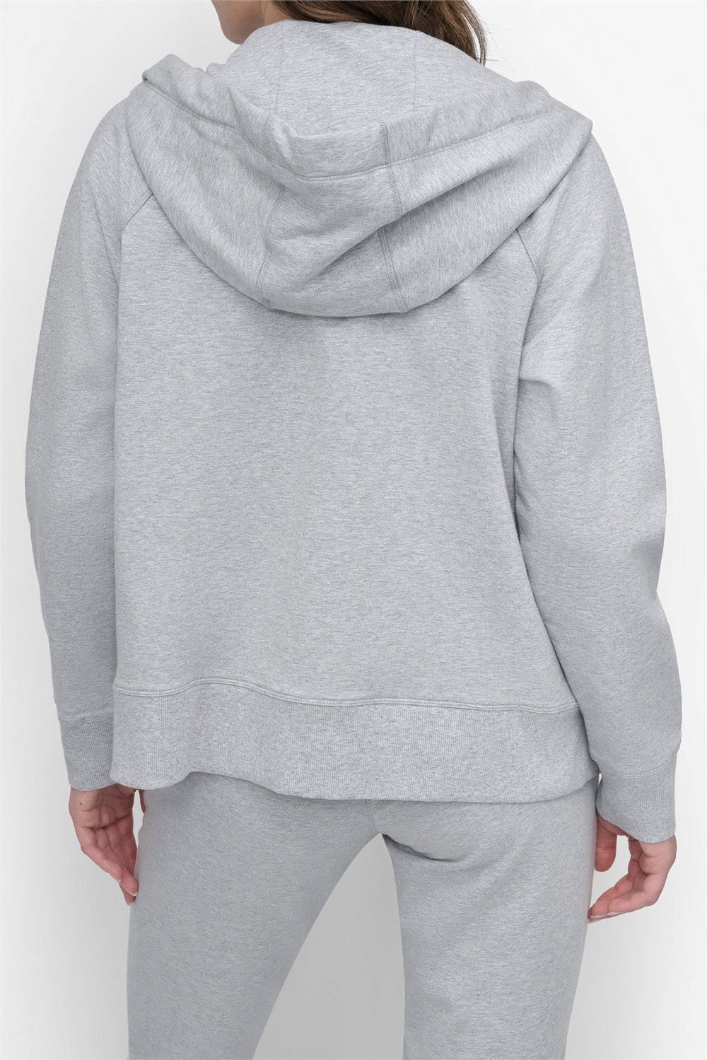 DKNY Kadın Two Tne Logo Zip Jkt Kapüşonlu Sweatshirt Gri