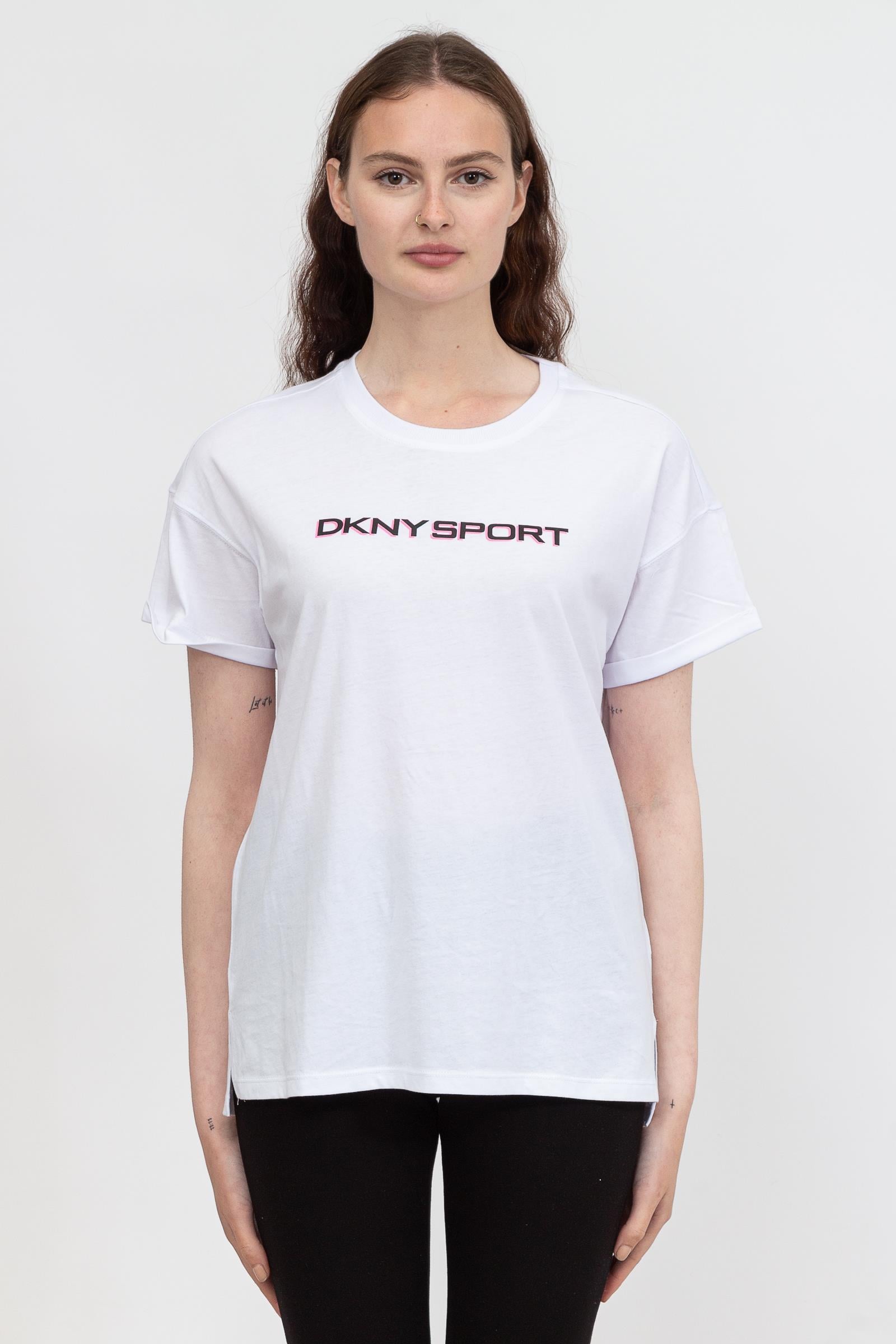 DKNY Layered Shadow Logo Kadın Bisiklet Yaka TShirt
