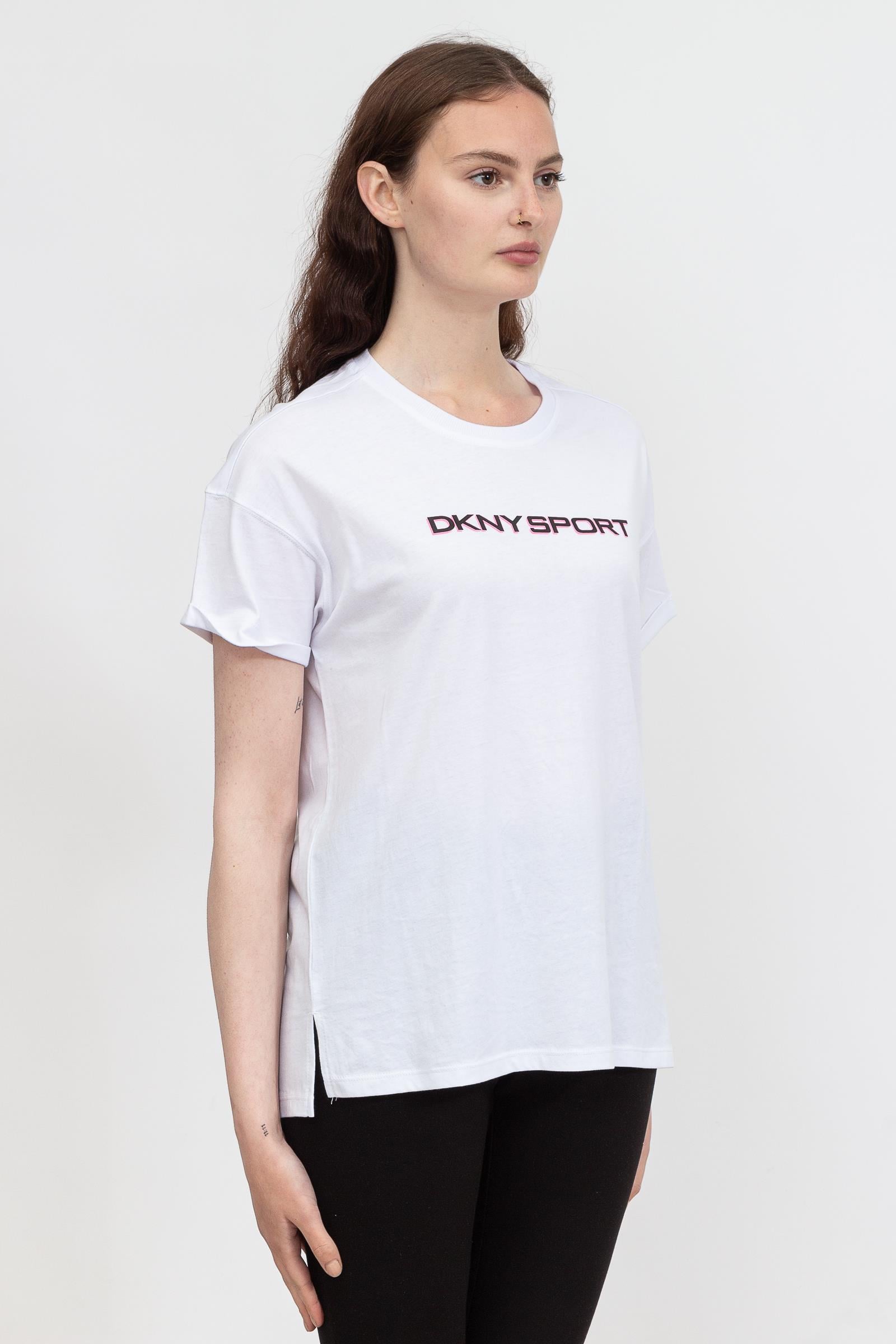 DKNY Layered Shadow Logo Kadın Bisiklet Yaka TShirt