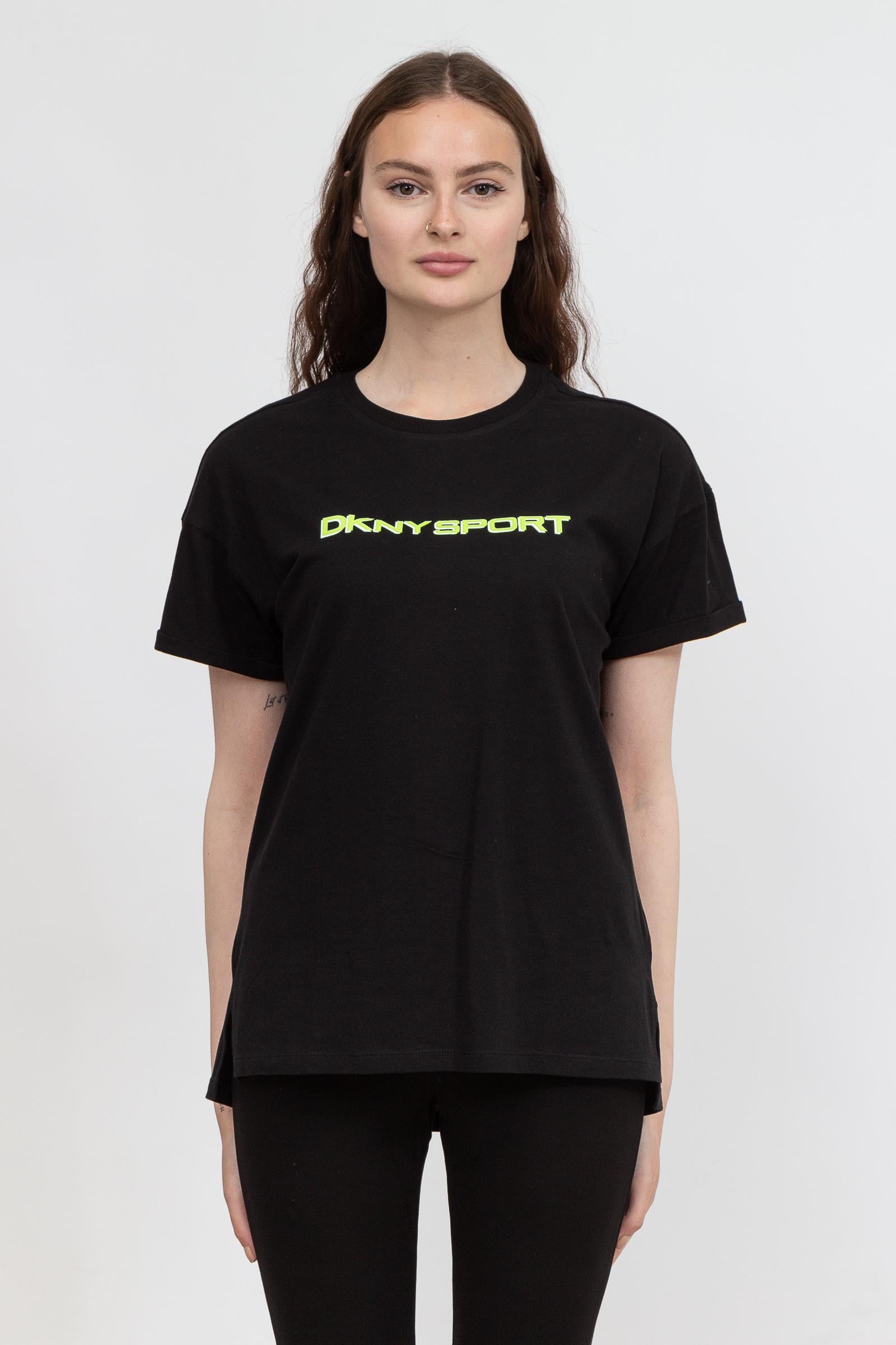 DKNY Layered Shadow Logo Kadın Bisiklet Yaka TShirt