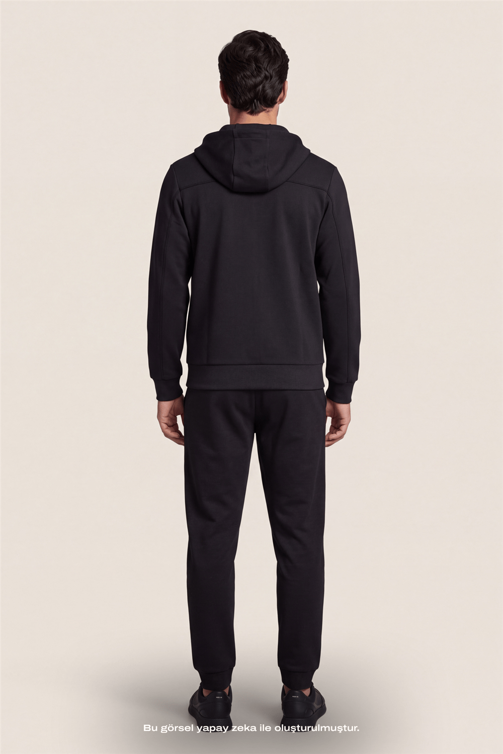 DKNY Logo Patch Hoodie Erkek Kapüşonlu Sweatshirt Siyah