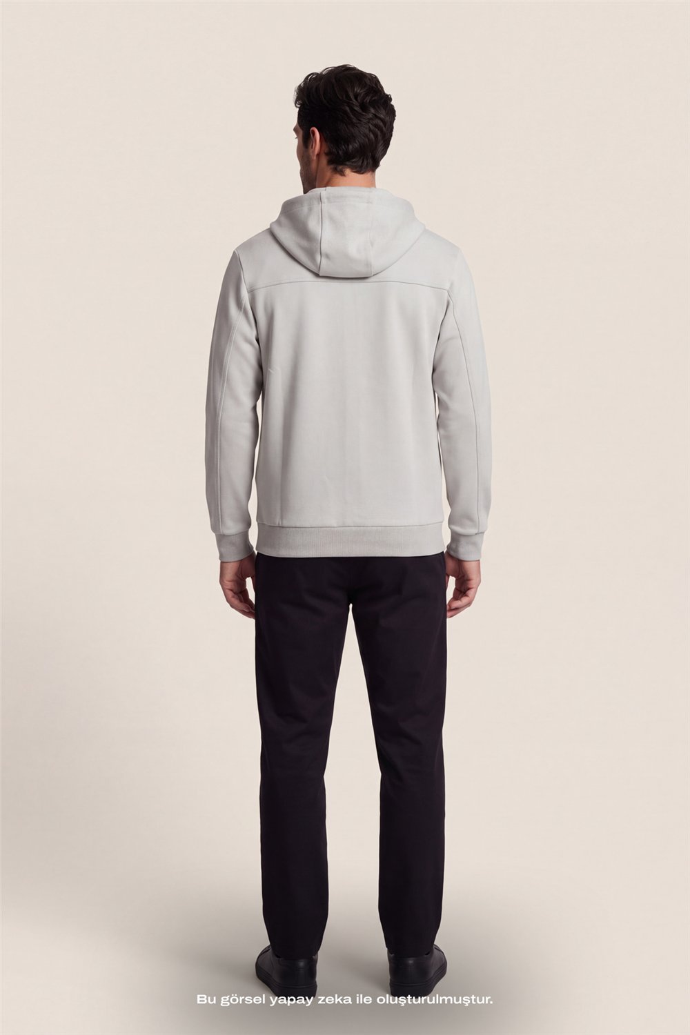 DKNY Logo Patch Hoodie Erkek Kapüşonlu Sweatshirt Taş Rengi