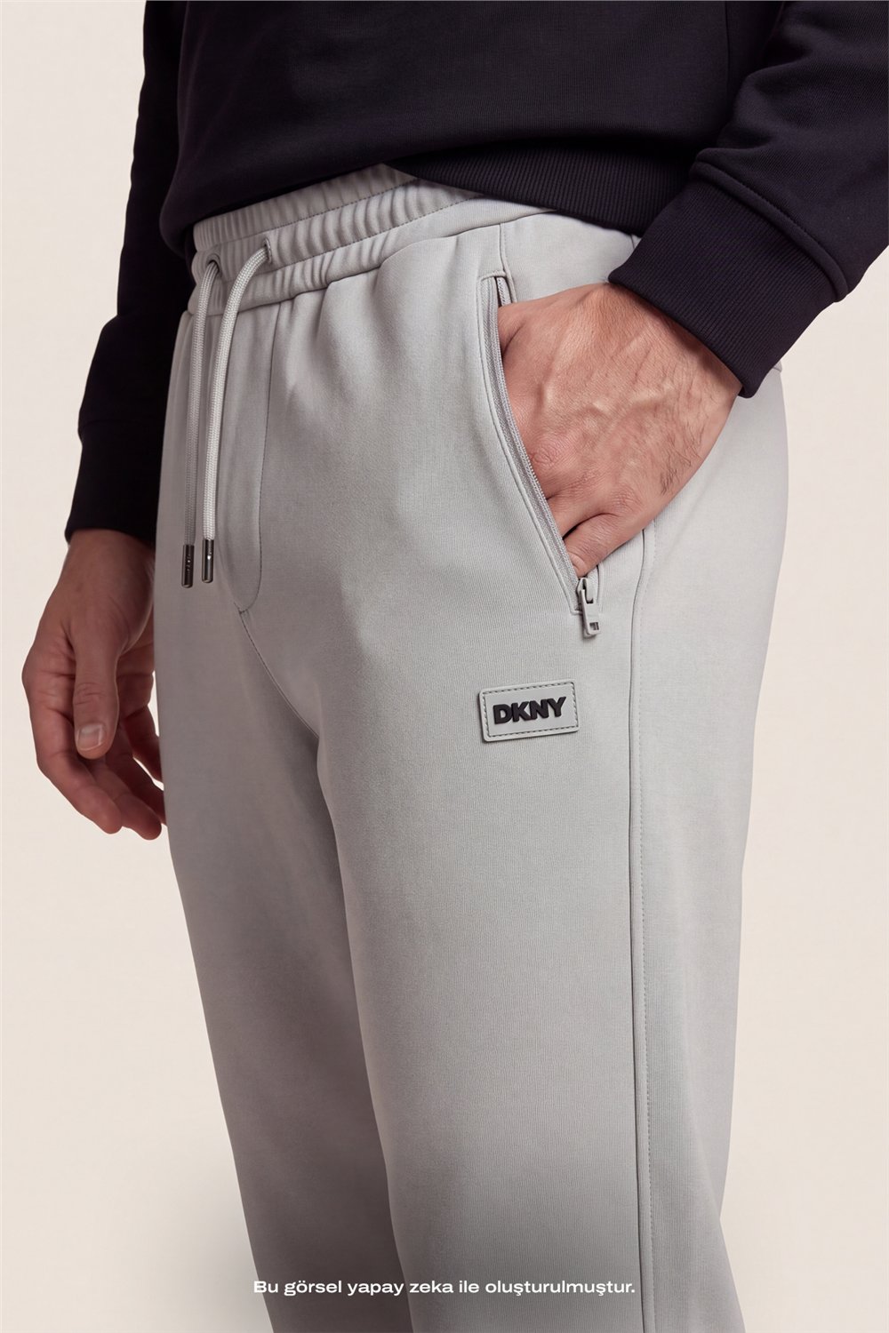 DKNY Logo Patch Sweatpant Erkek Eşofman Altı Taş Rengi
