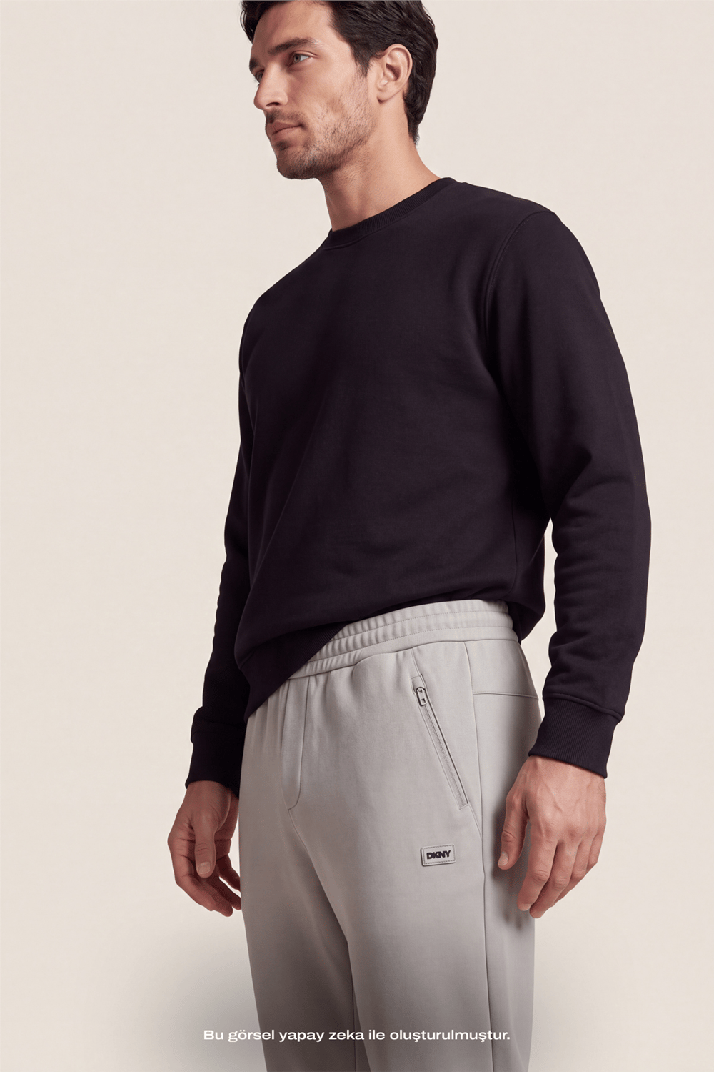 DKNY Logo Patch Sweatpant Erkek Eşofman Altı Taş Rengi