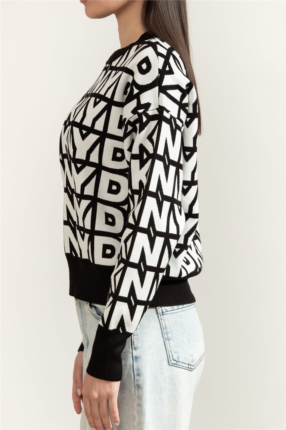 DKNY L/S Repeat Logo Pull Kadın Triko