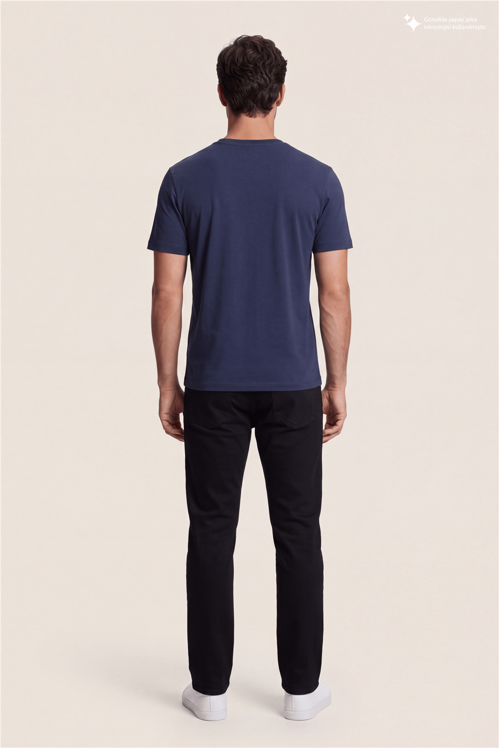 DKNY Metal Logo Tee Erkek Bisiklet Yaka T-Shirt Lacivert