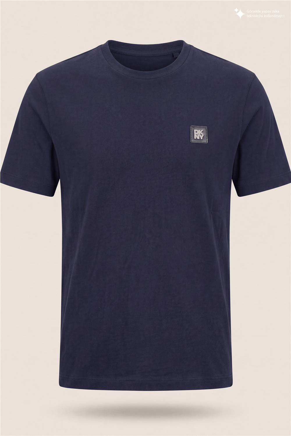 DKNY Metal Logo Tee Erkek Bisiklet Yaka T-Shirt Lacivert