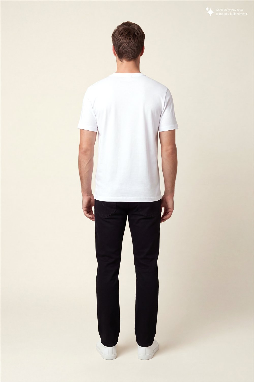 DKNY Metal Logo Tee Erkek Bisiklet Yaka T-Shirt Beyaz